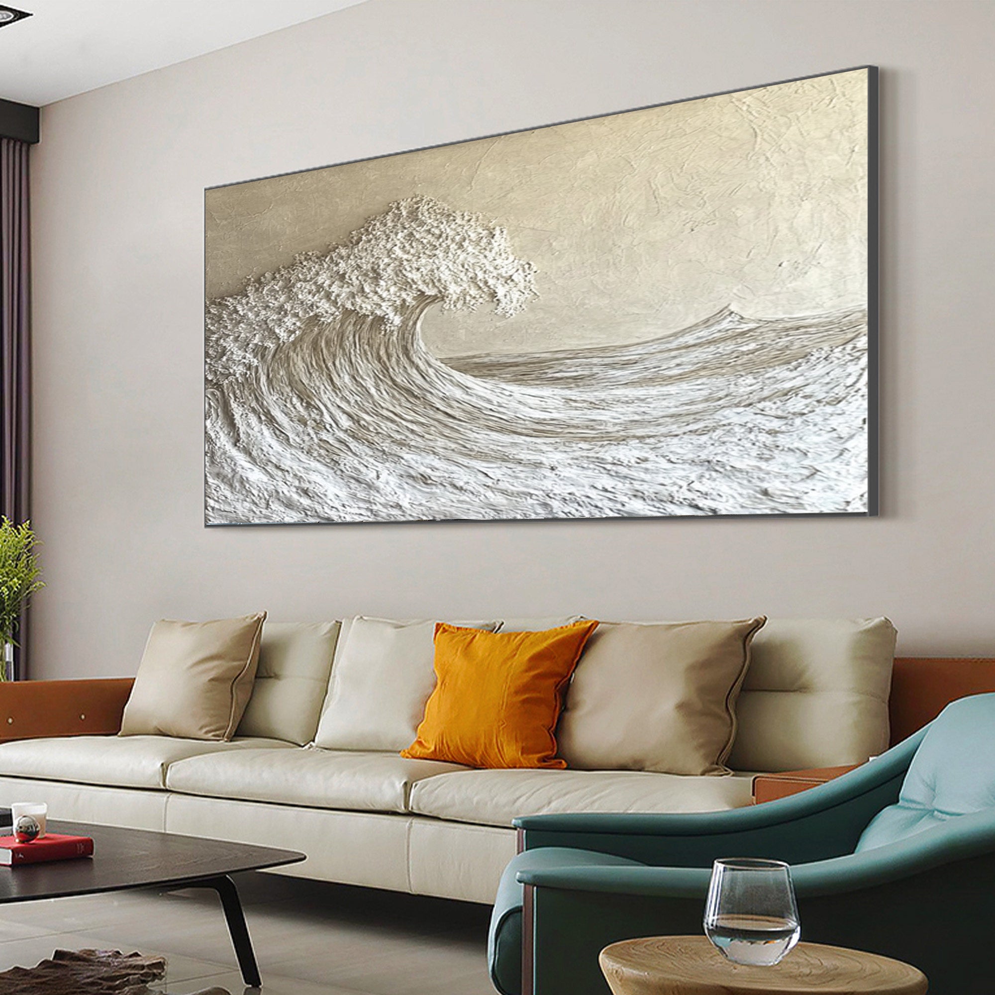 High-End 3D Wave Painting Luxury Wall Decor for Elegant Interiors #BBM 048