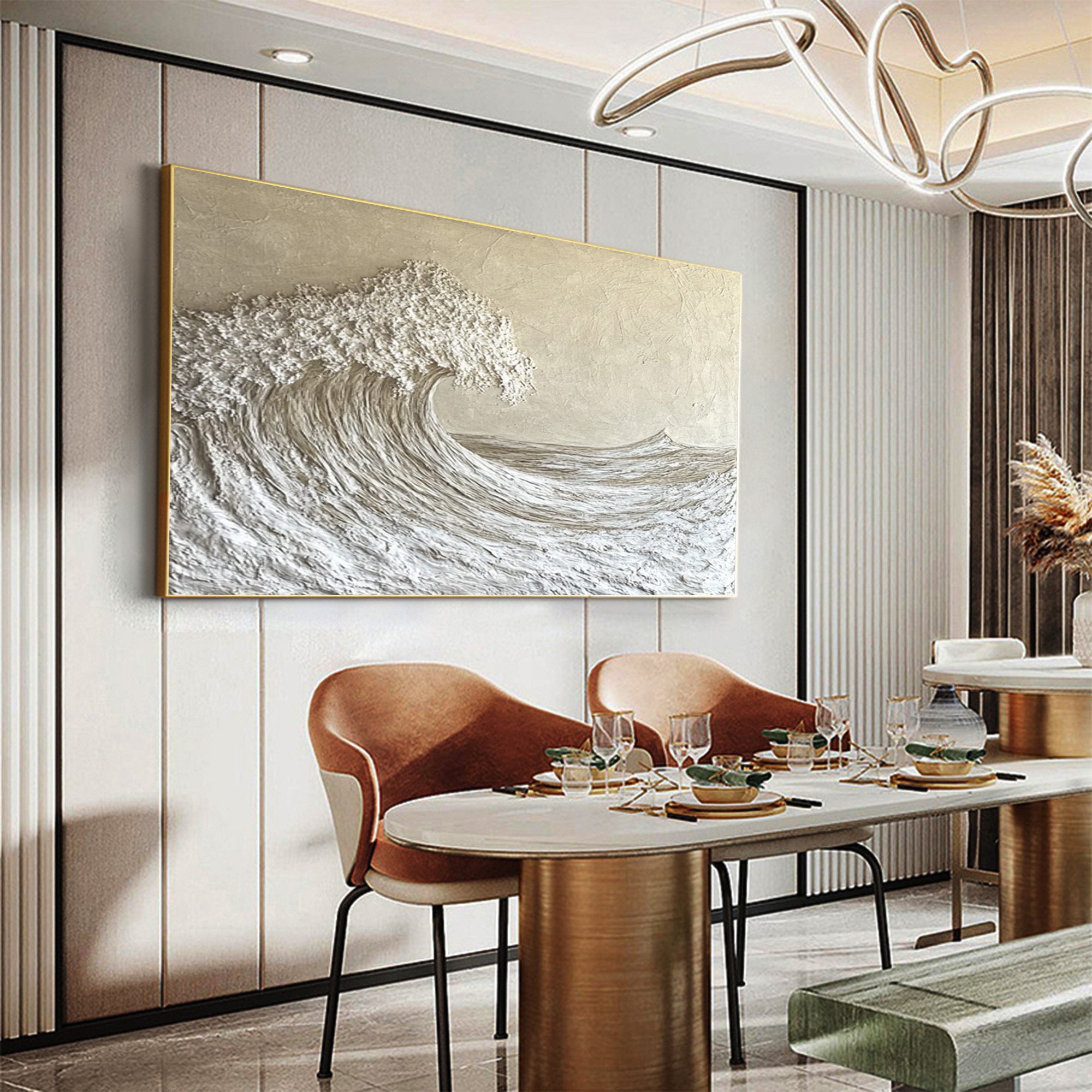 High-End 3D Wave Painting Luxury Wall Decor for Elegant Interiors #BBM 048