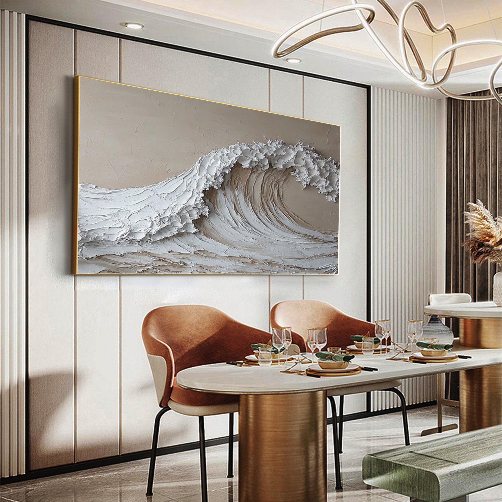 High-End 3D Wave Painting Luxury Wall Decor for Elegant Interiors #BBM 046