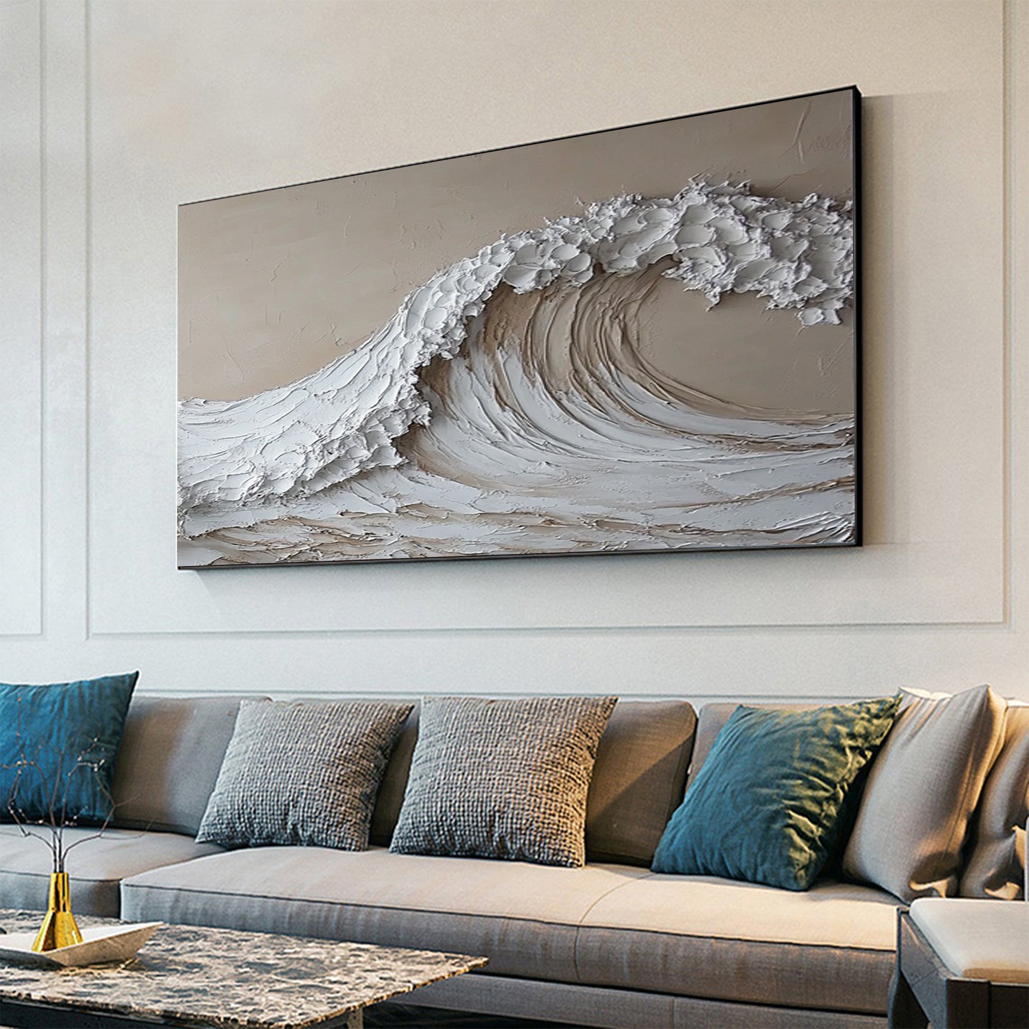 High-End 3D Wave Painting Luxury Wall Decor for Elegant Interiors #BBM 046