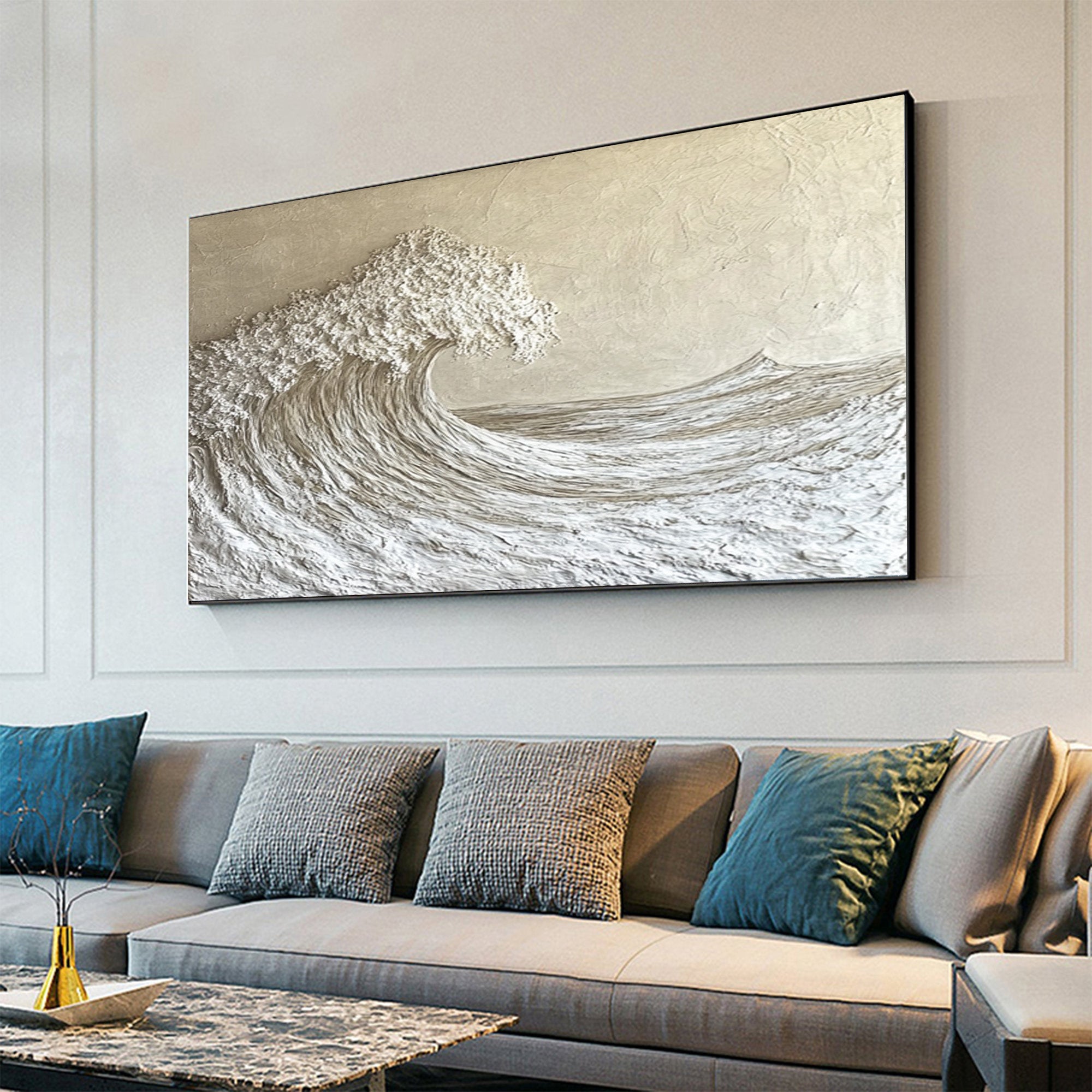 High-End 3D Wave Painting Luxury Wall Decor for Elegant Interiors #BBM 048