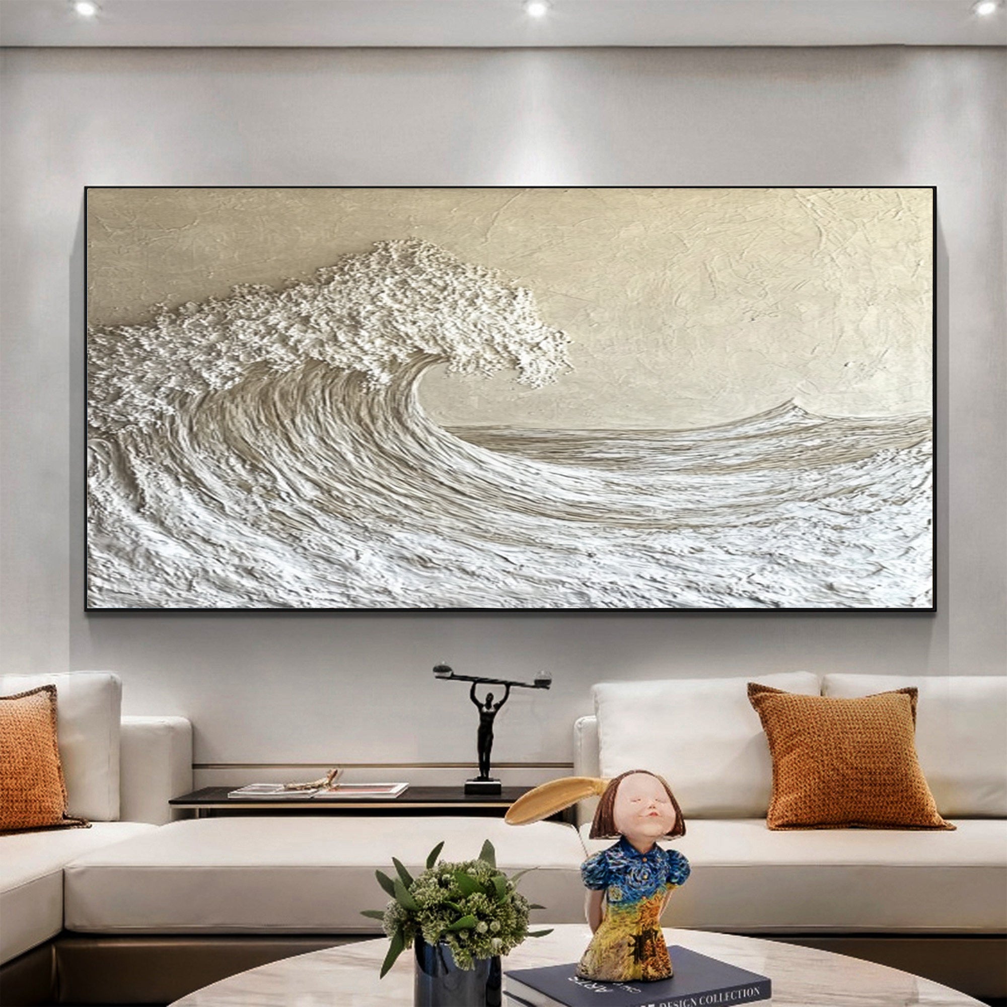 High-End 3D Wave Painting Luxury Wall Decor for Elegant Interiors #BBM 048