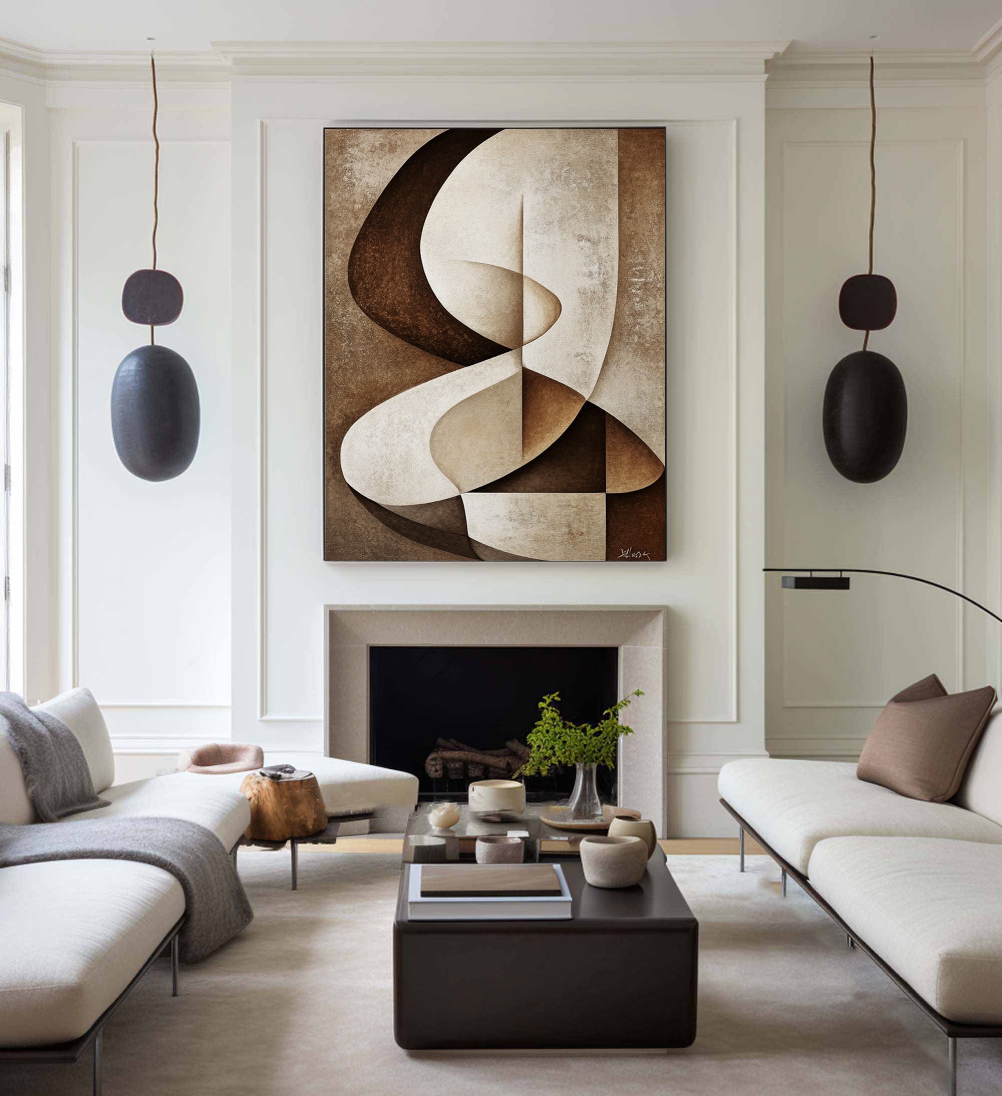 Modern Geometric Abstract Art Earthy Tones for Contemporary Spaces #BBA 077