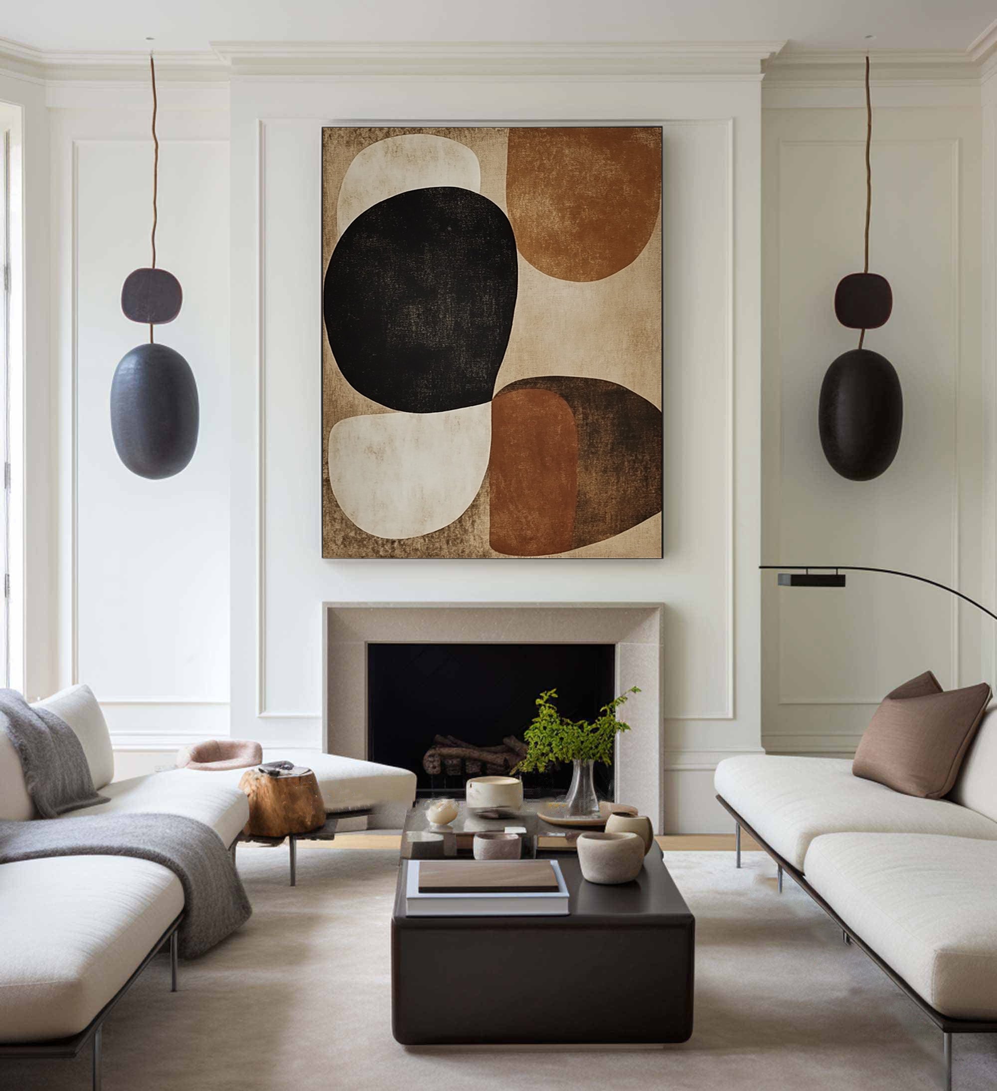 Large Abstract Wall Art with Organic Forms in Neutral Colors #BBA 078