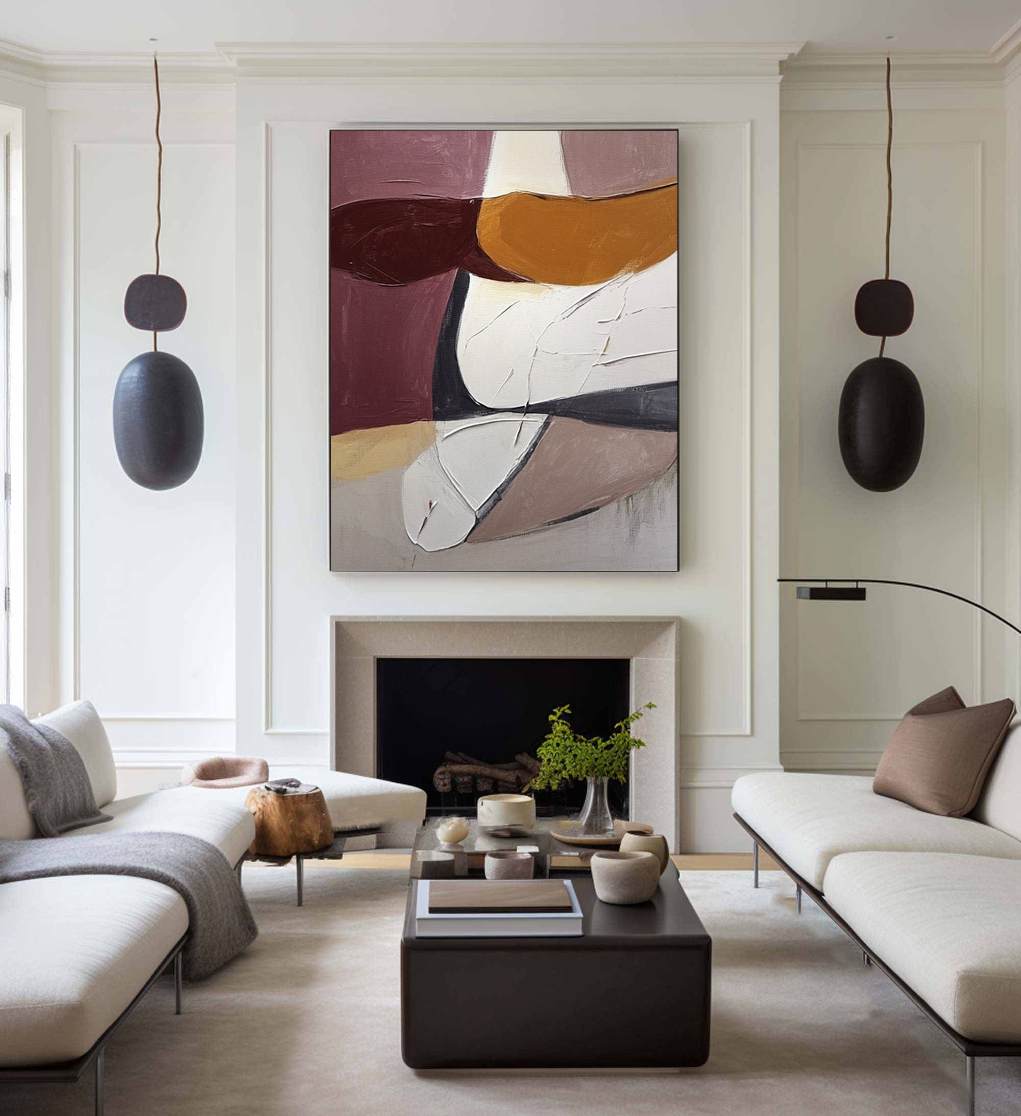 Abstract Art for Modern Living Rooms Dynamic Design with Earthy Colors #BBA 079