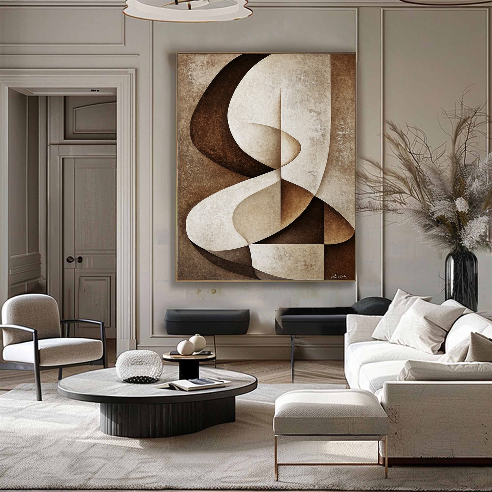 Modern Geometric Abstract Art Earthy Tones for Contemporary Spaces #BBA 077