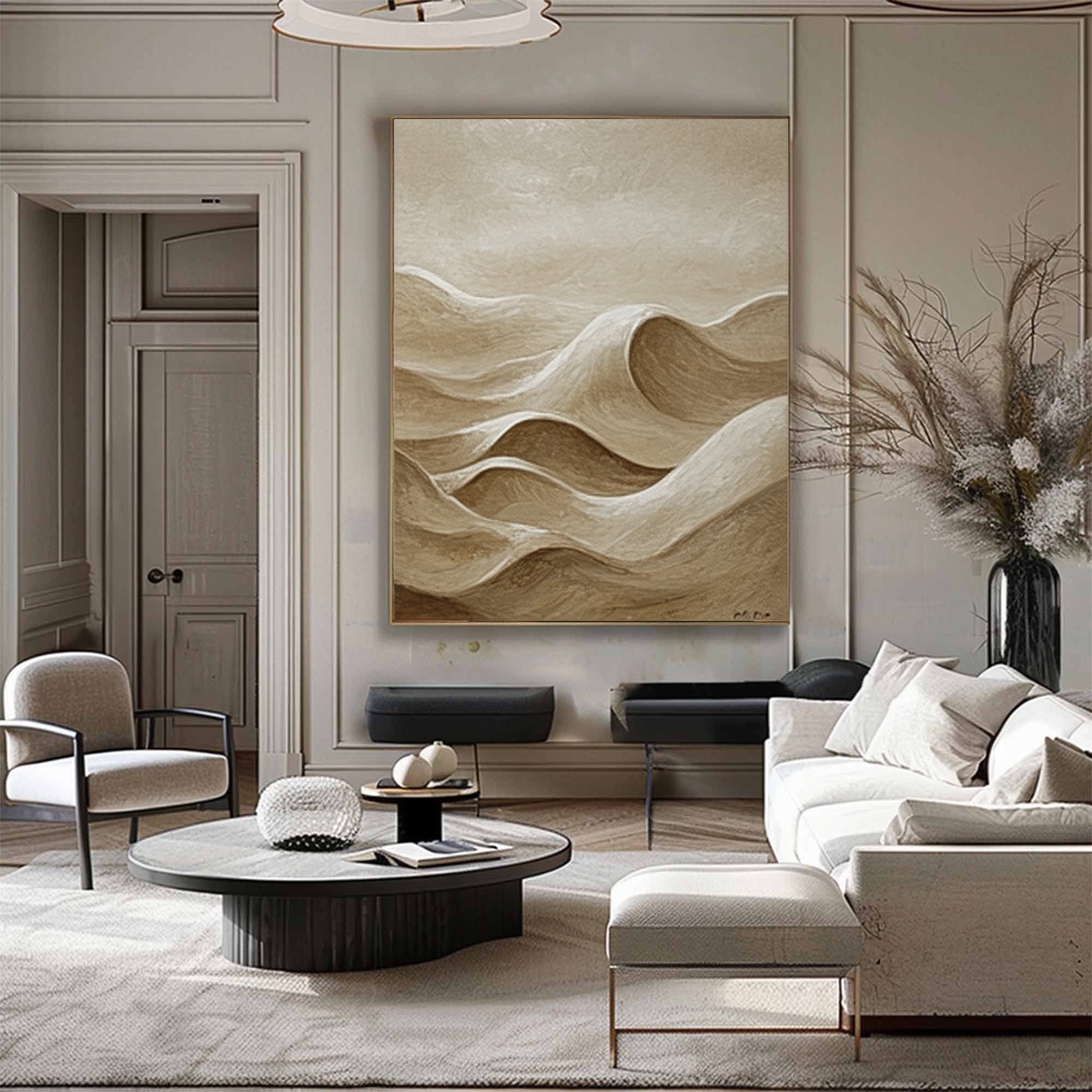 Neutral Abstract Mountain Wall Art - Minimalist Canvas for Living Rooms #BBS 034