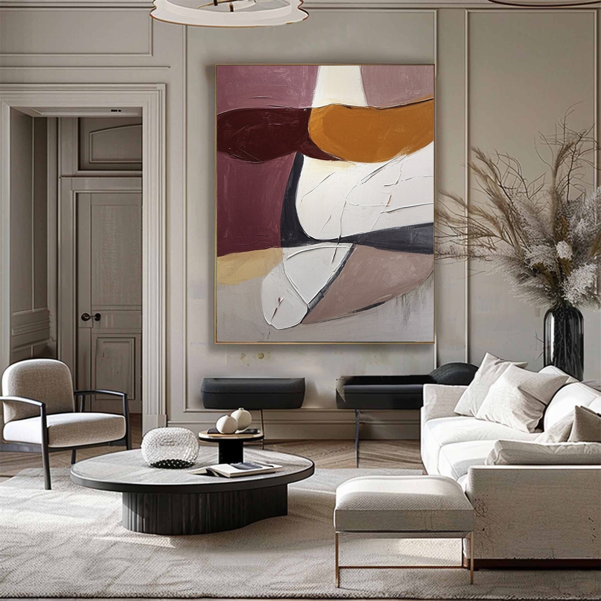 Abstract Art for Modern Living Rooms Dynamic Design with Earthy Colors #BBA 079