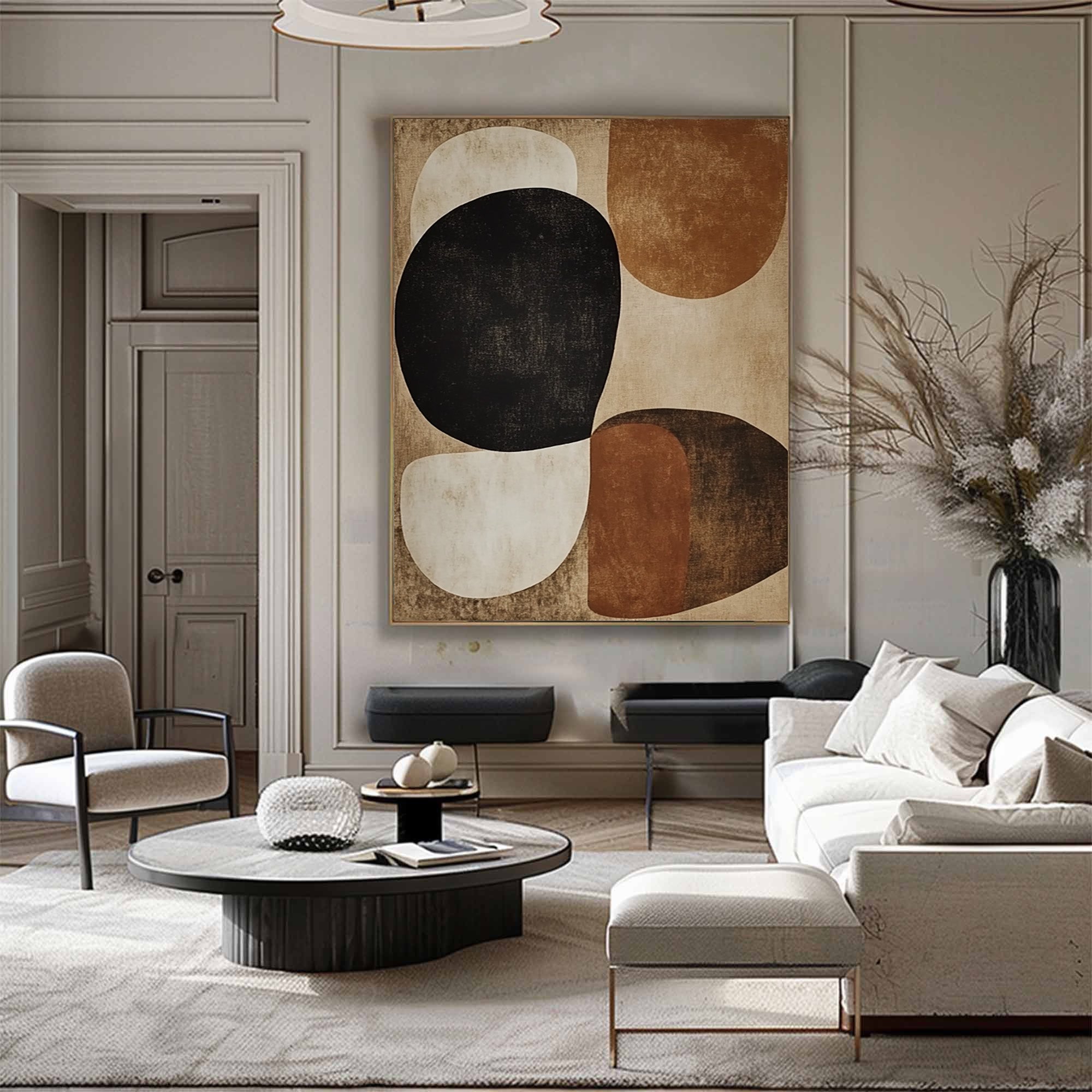 Large Abstract Wall Art with Organic Forms in Neutral Colors #BBA 078