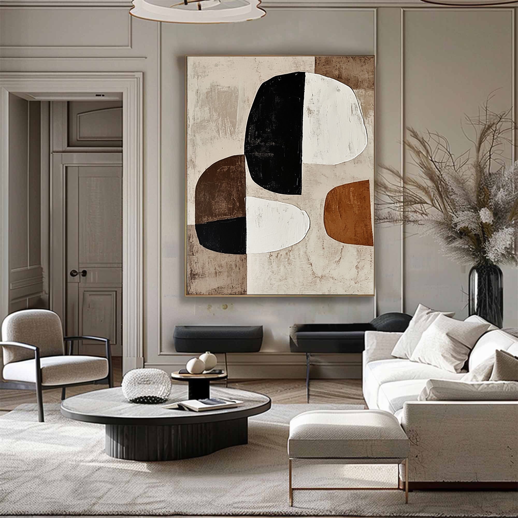 Large Abstract Wall Art with Bold Organic Forms in Neutral Colors #BBA 080