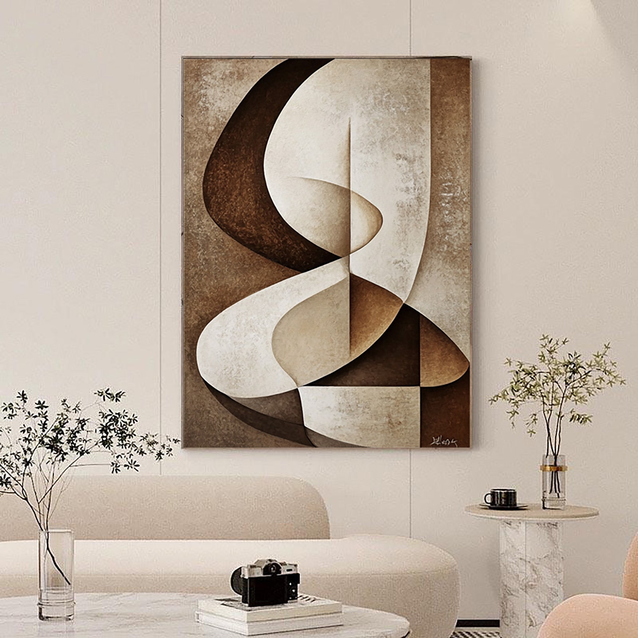 Modern Geometric Abstract Art Earthy Tones for Contemporary Spaces #BBA 077