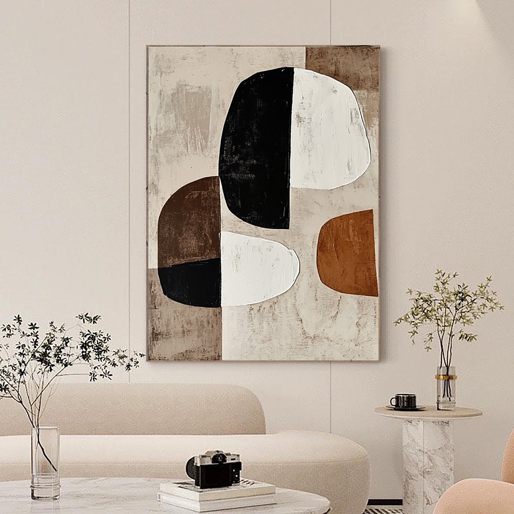 Large Abstract Wall Art with Bold Organic Forms in Neutral Colors #BBA 080