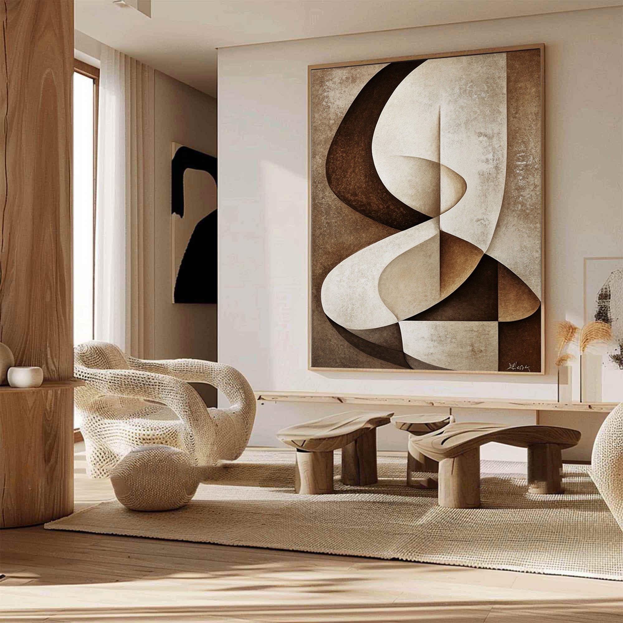 Modern Geometric Abstract Art Earthy Tones for Contemporary Spaces #BBA 077