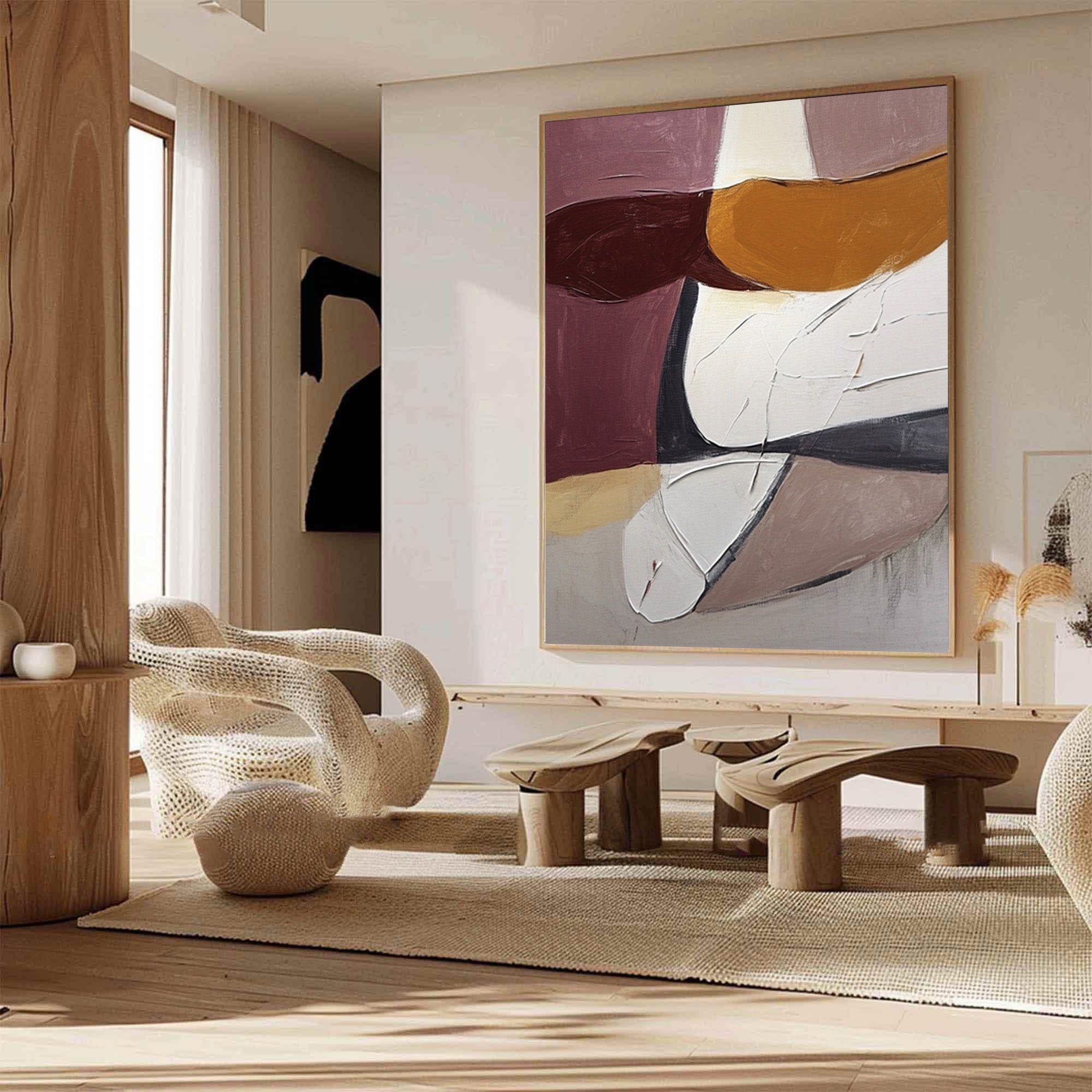 Abstract Art for Modern Living Rooms Dynamic Design with Earthy Colors #BBA 079