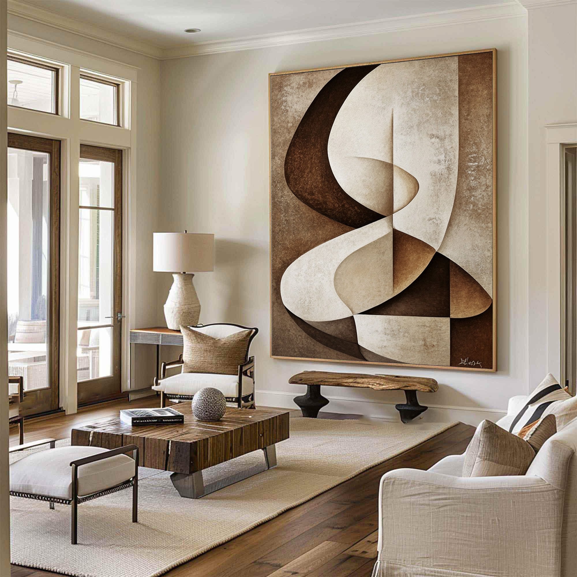 Modern Geometric Abstract Art Earthy Tones for Contemporary Spaces #BBA 077