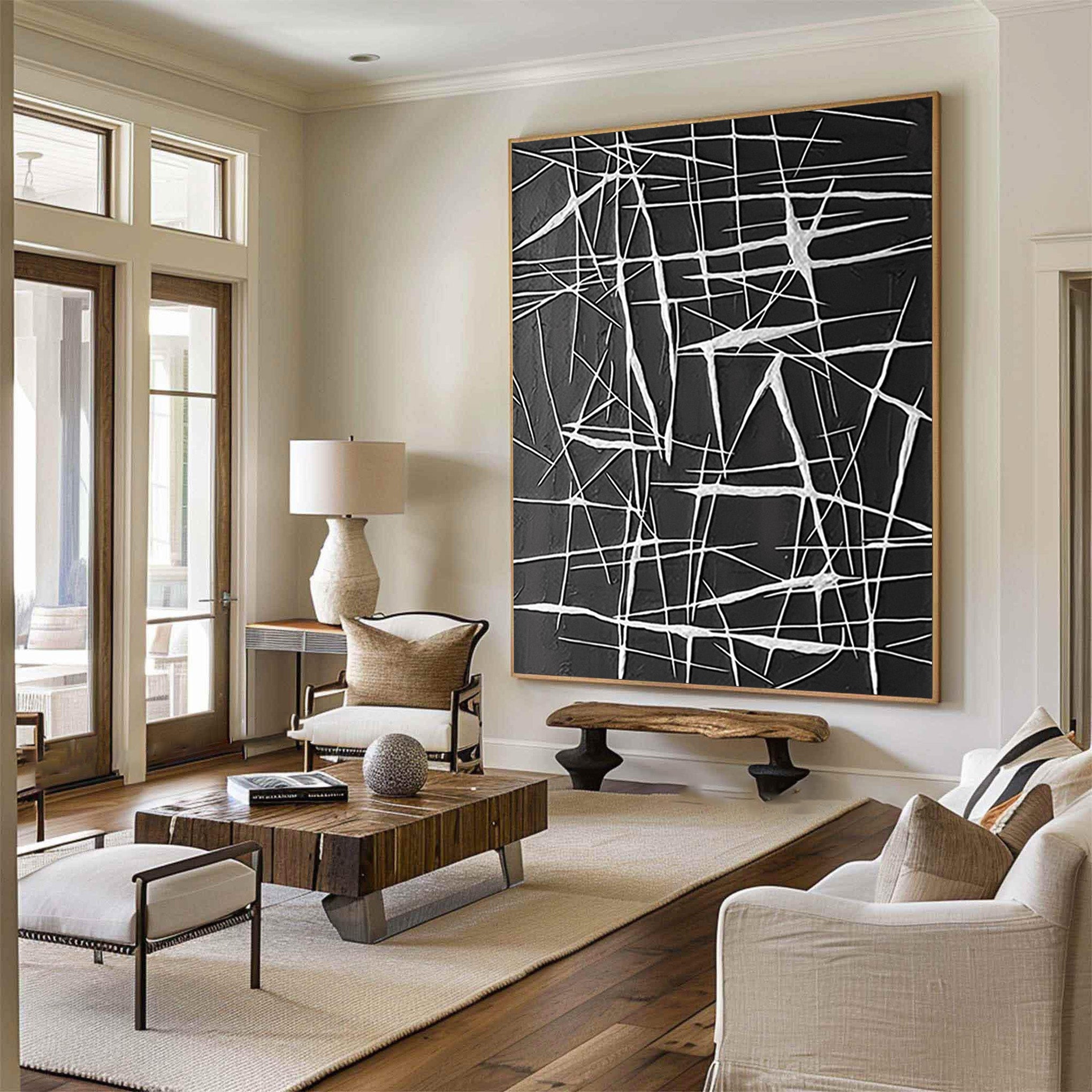 Modern Oversized Wall Art - Black and White Wall Art #BBA 104