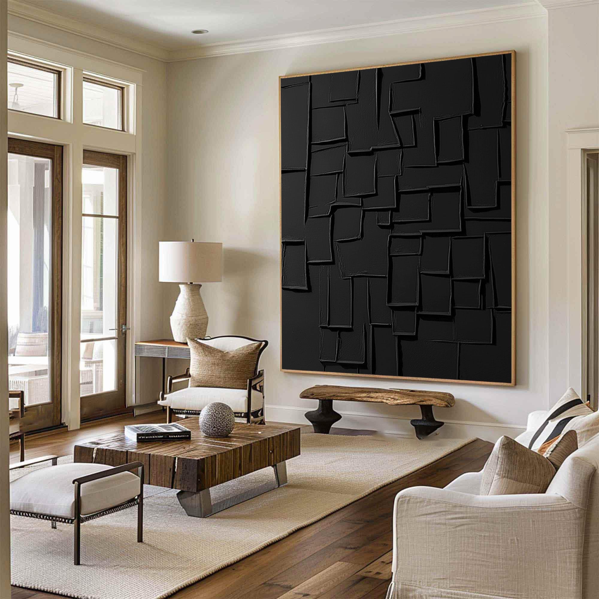 Black Canvas Art - Minimal Large Painting for Stylish Spaces #BBA 102