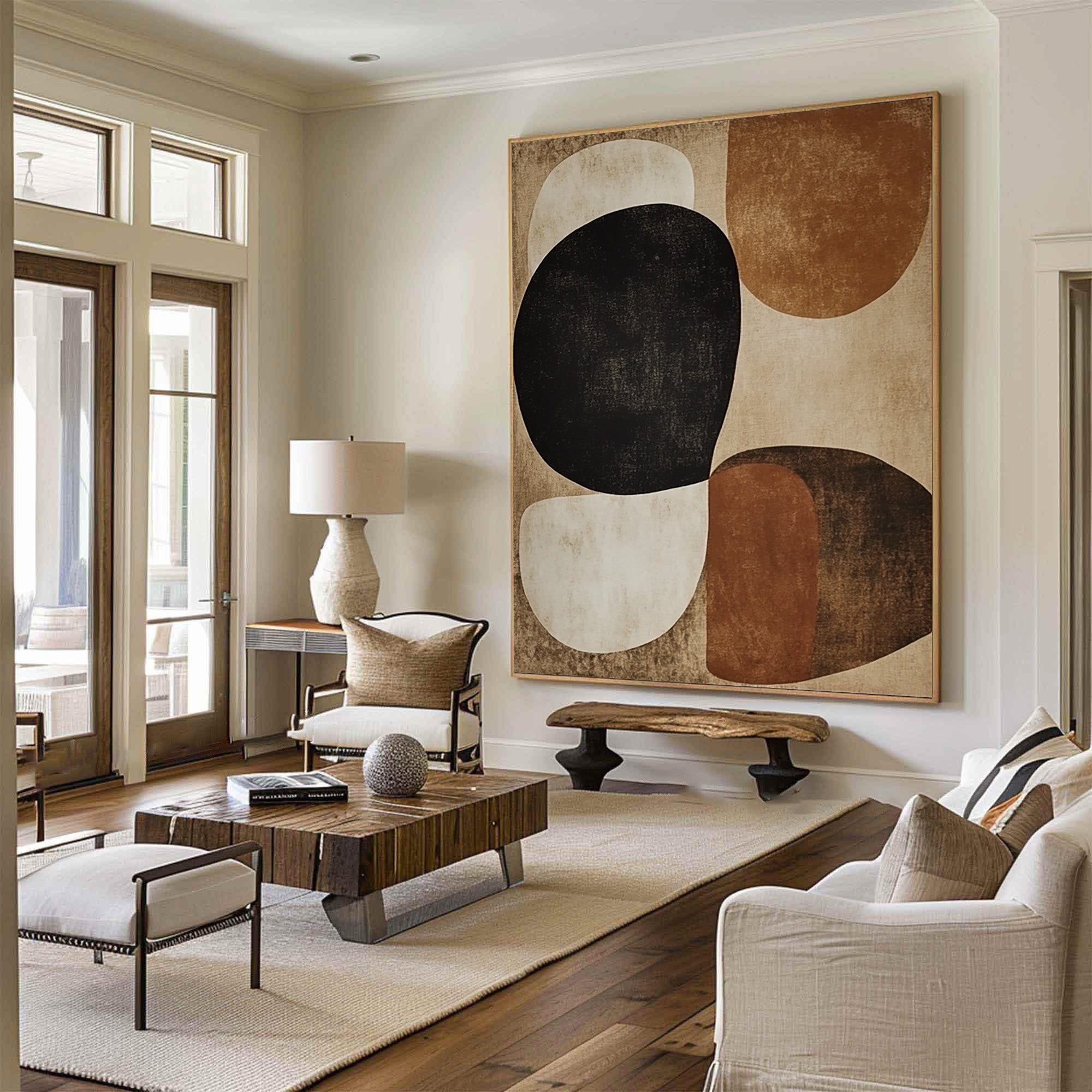 Large Abstract Wall Art with Organic Forms in Neutral Colors #BBA 078