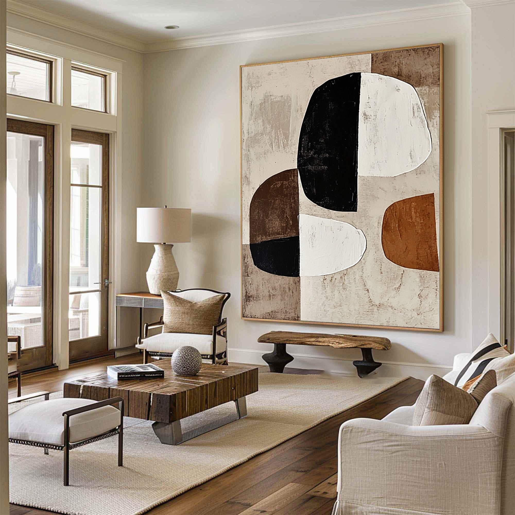 Large Abstract Wall Art with Bold Organic Forms in Neutral Colors #BBA 080