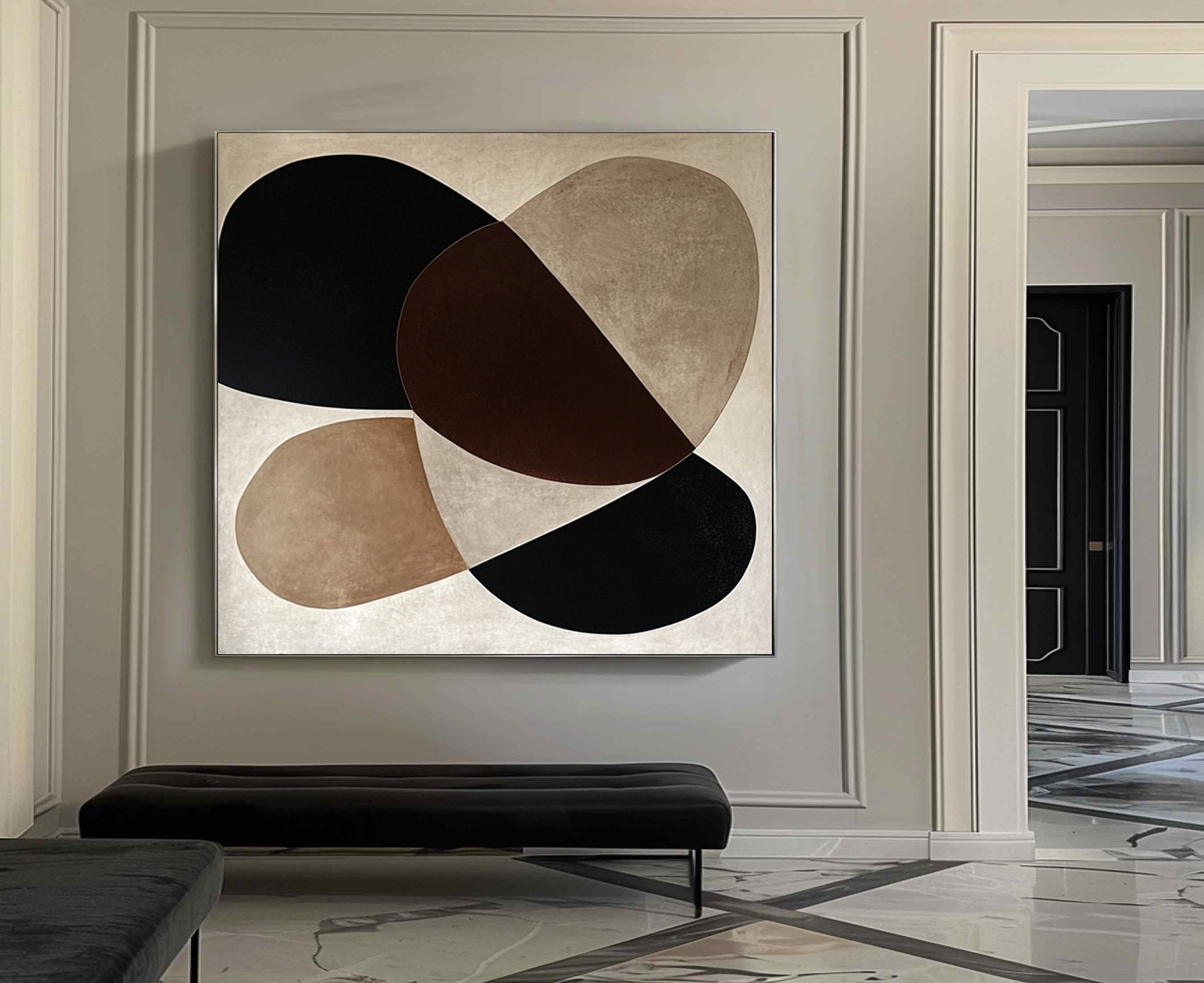 Large Abstract Wall Art with Bold Organic Forms in Neutral Colors #BBA 082