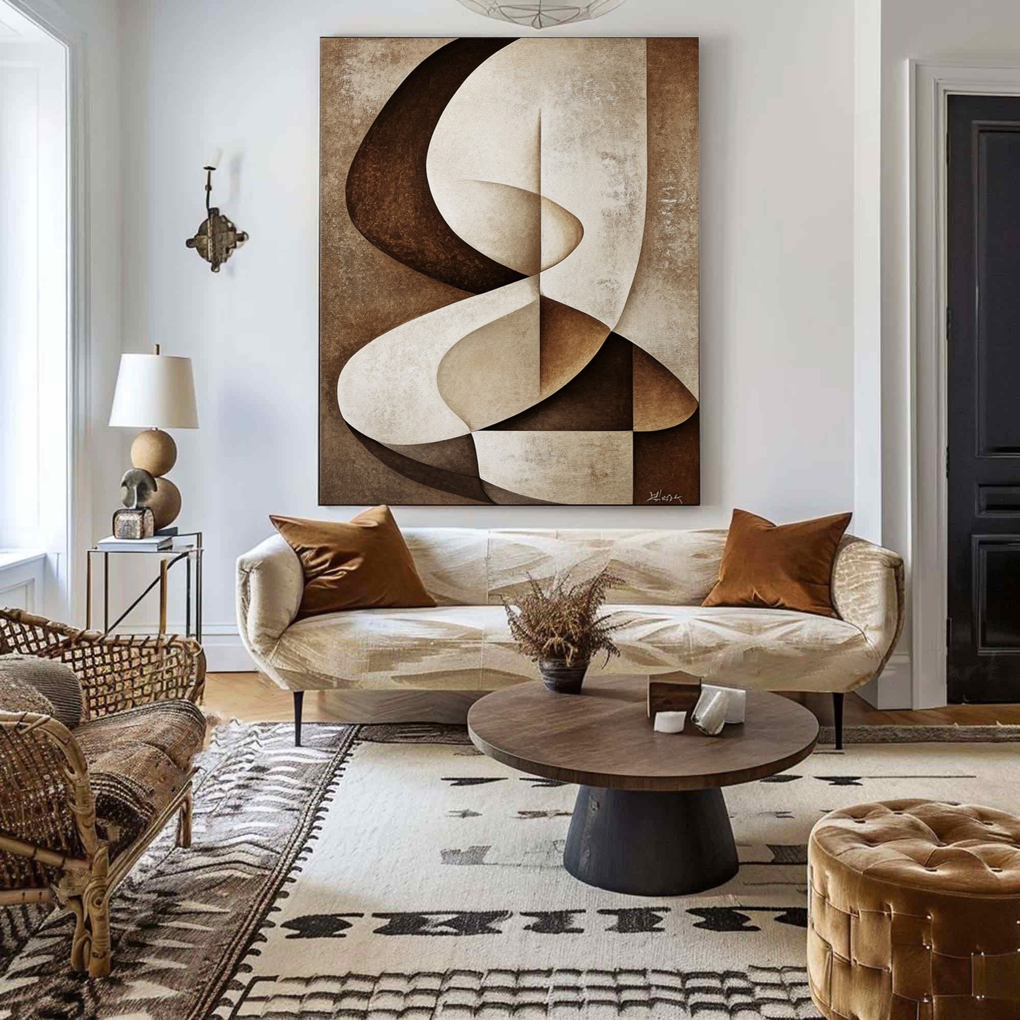 Modern Geometric Abstract Art Earthy Tones for Contemporary Spaces #BBA 077