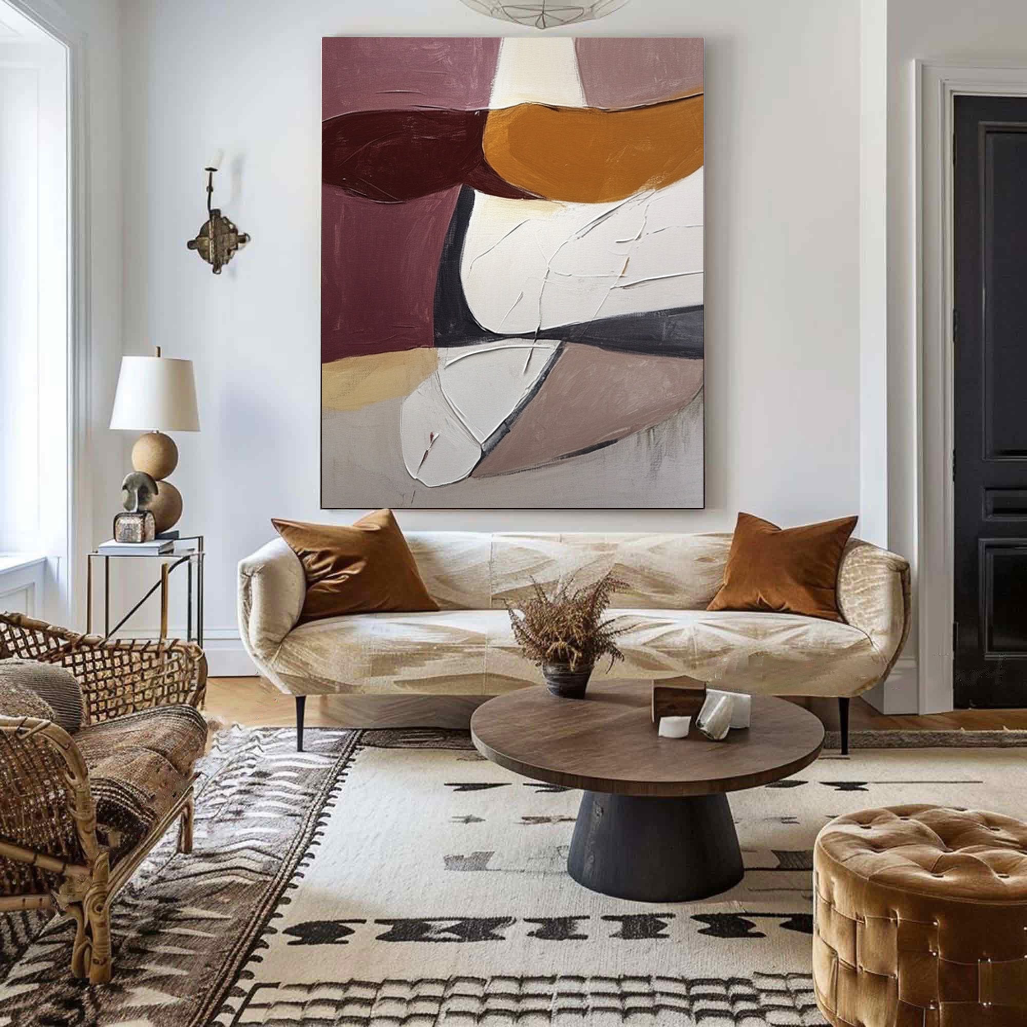 Abstract Art for Modern Living Rooms Dynamic Design with Earthy Colors #BBA 079