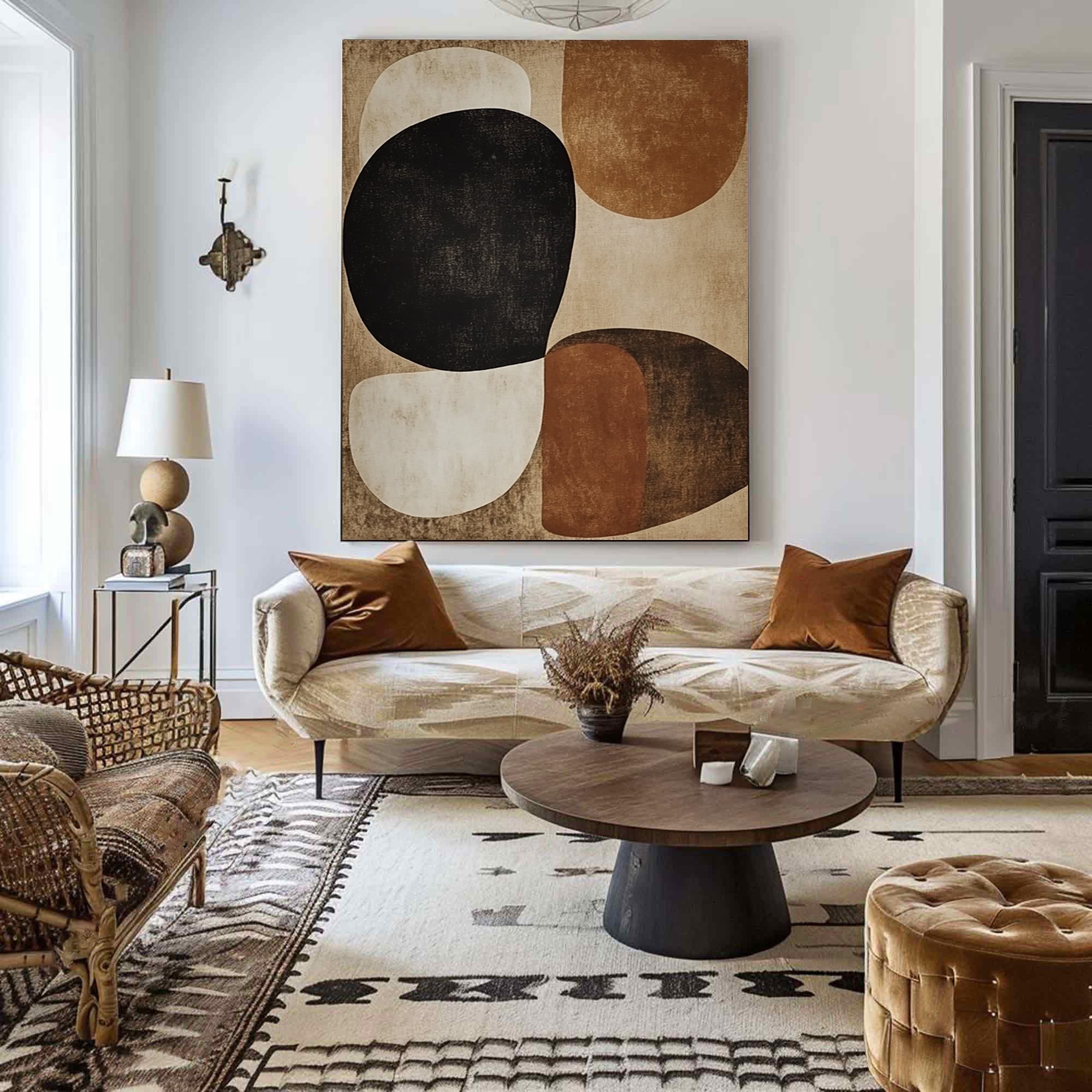 Large Abstract Wall Art with Organic Forms in Neutral Colors #BBA 078