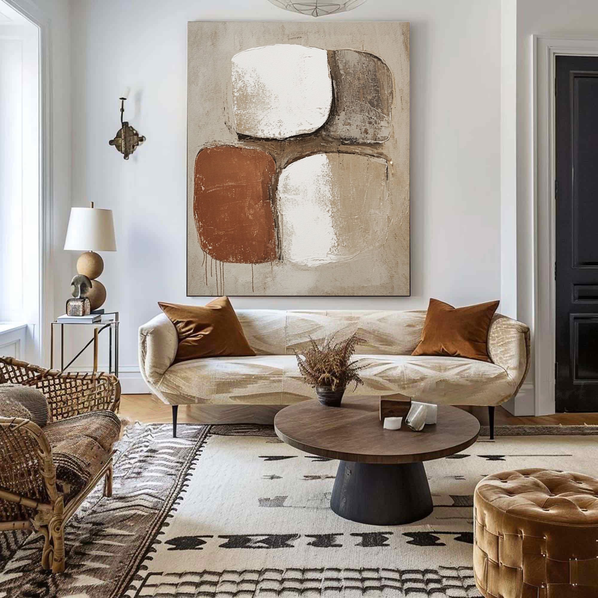 Large Abstract Wall Art with Bold Organic Forms in Neutral Colors #BBA 081