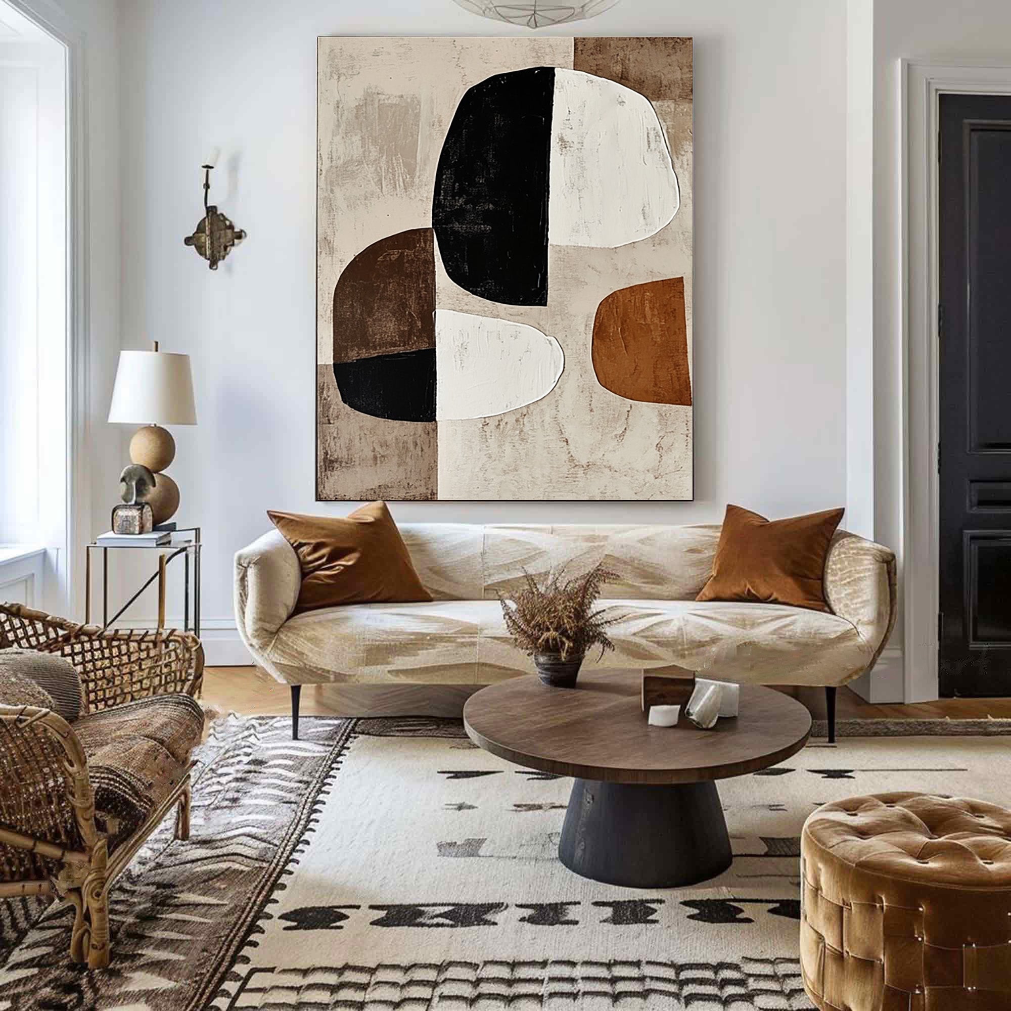 Large Abstract Wall Art with Bold Organic Forms in Neutral Colors #BBA 080