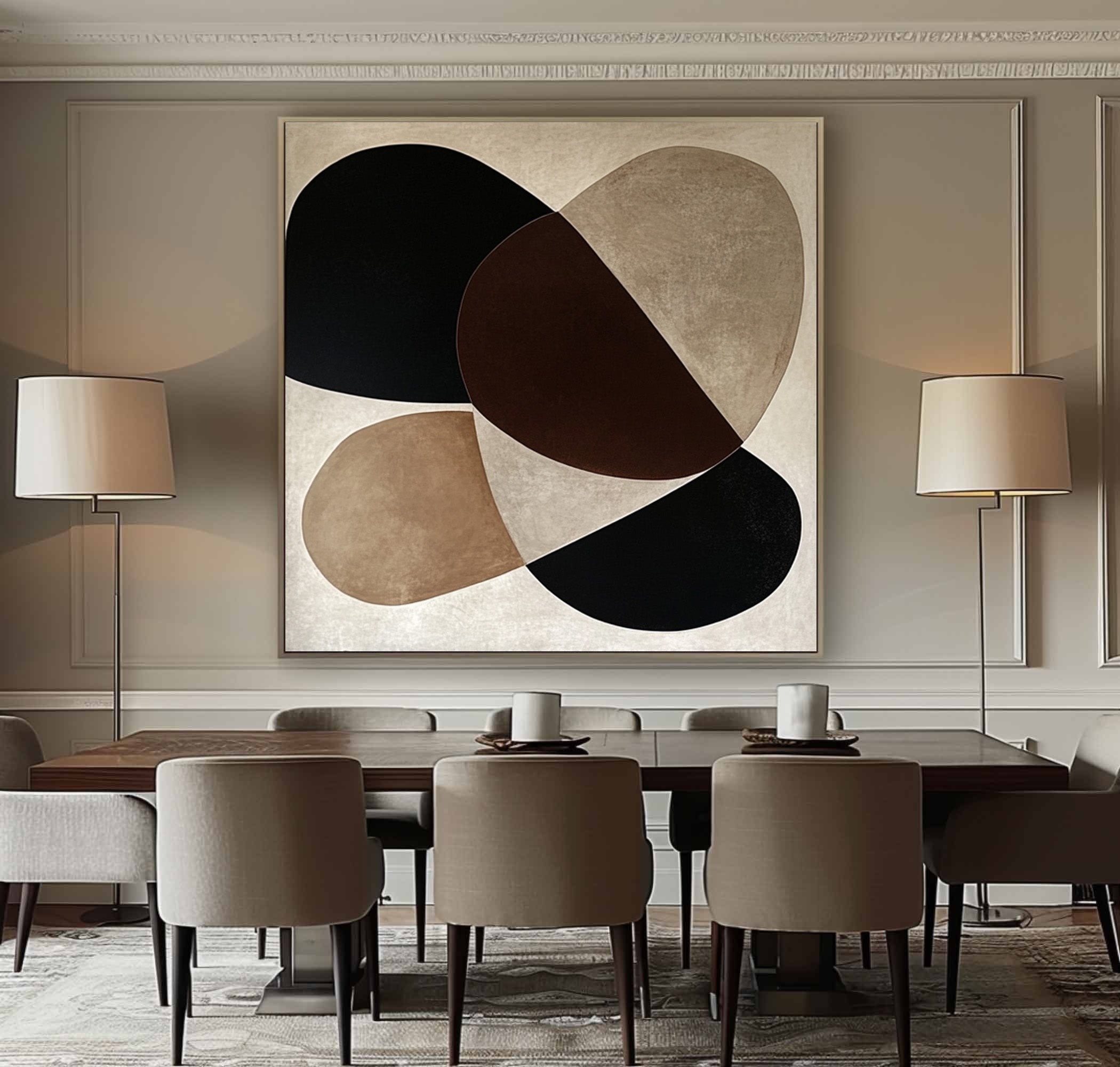 Large Abstract Wall Art with Bold Organic Forms in Neutral Colors #BBA 082