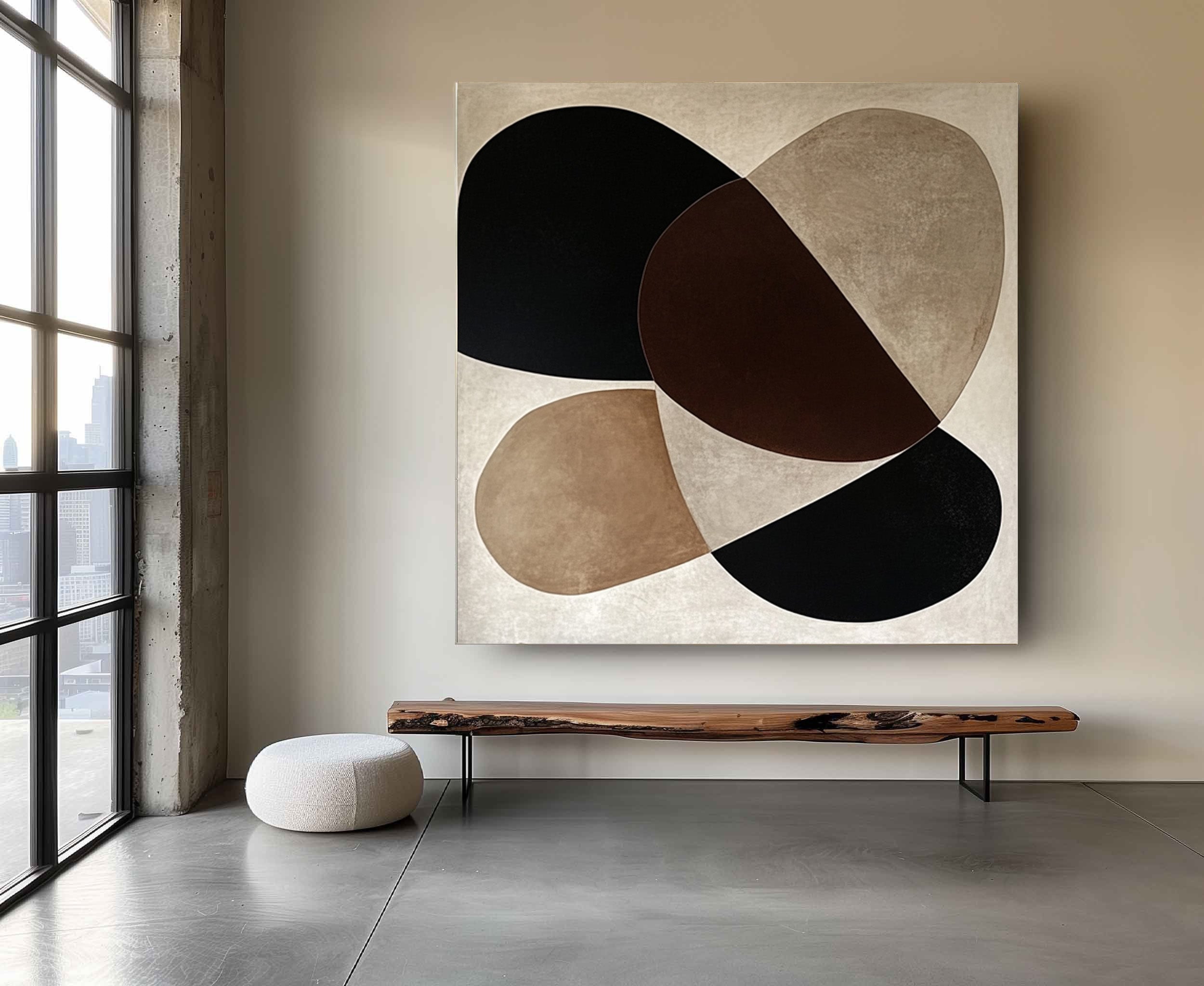 Large Abstract Wall Art with Bold Organic Forms in Neutral Colors #BBA 082