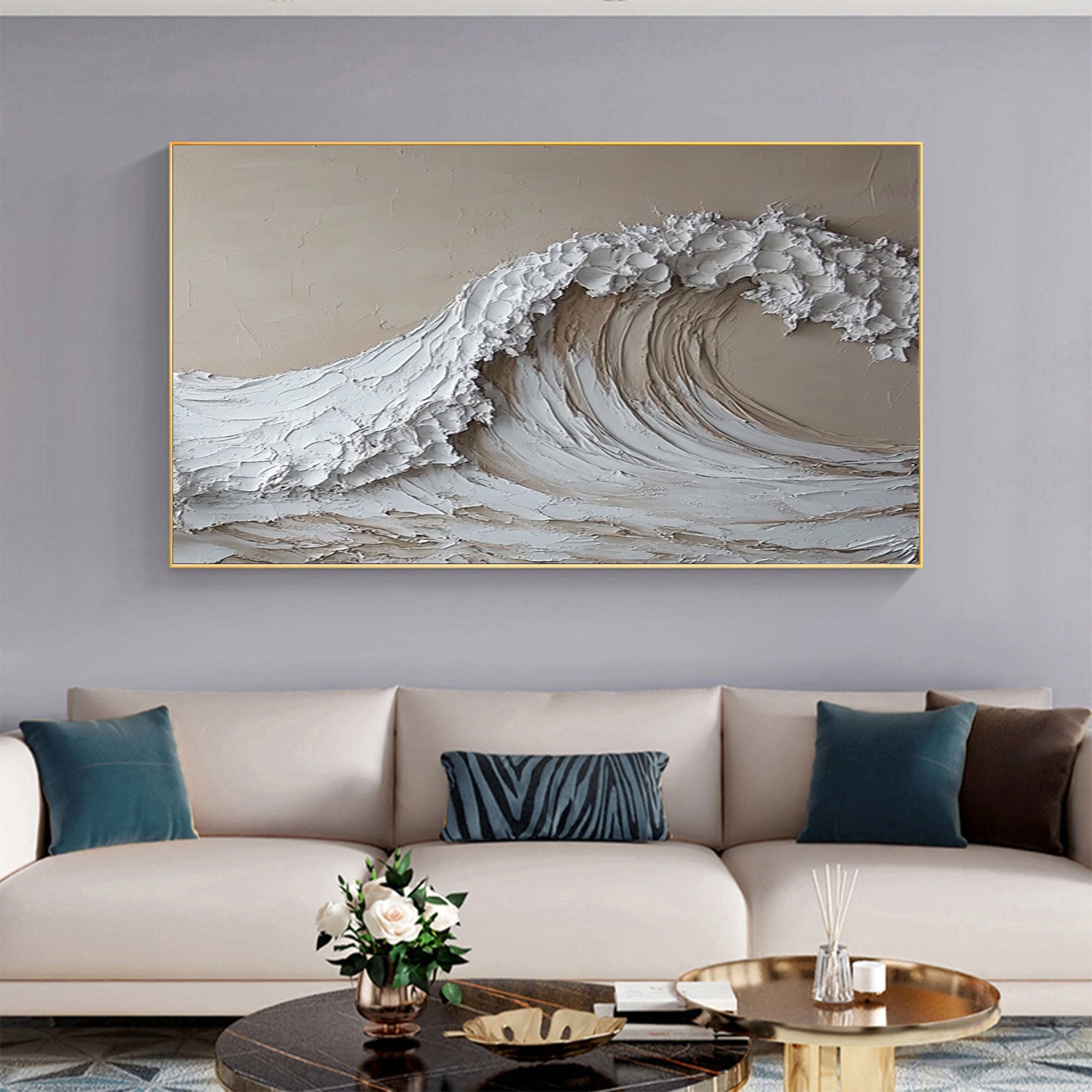 High-End 3D Wave Painting Luxury Wall Decor for Elegant Interiors #BBM 046