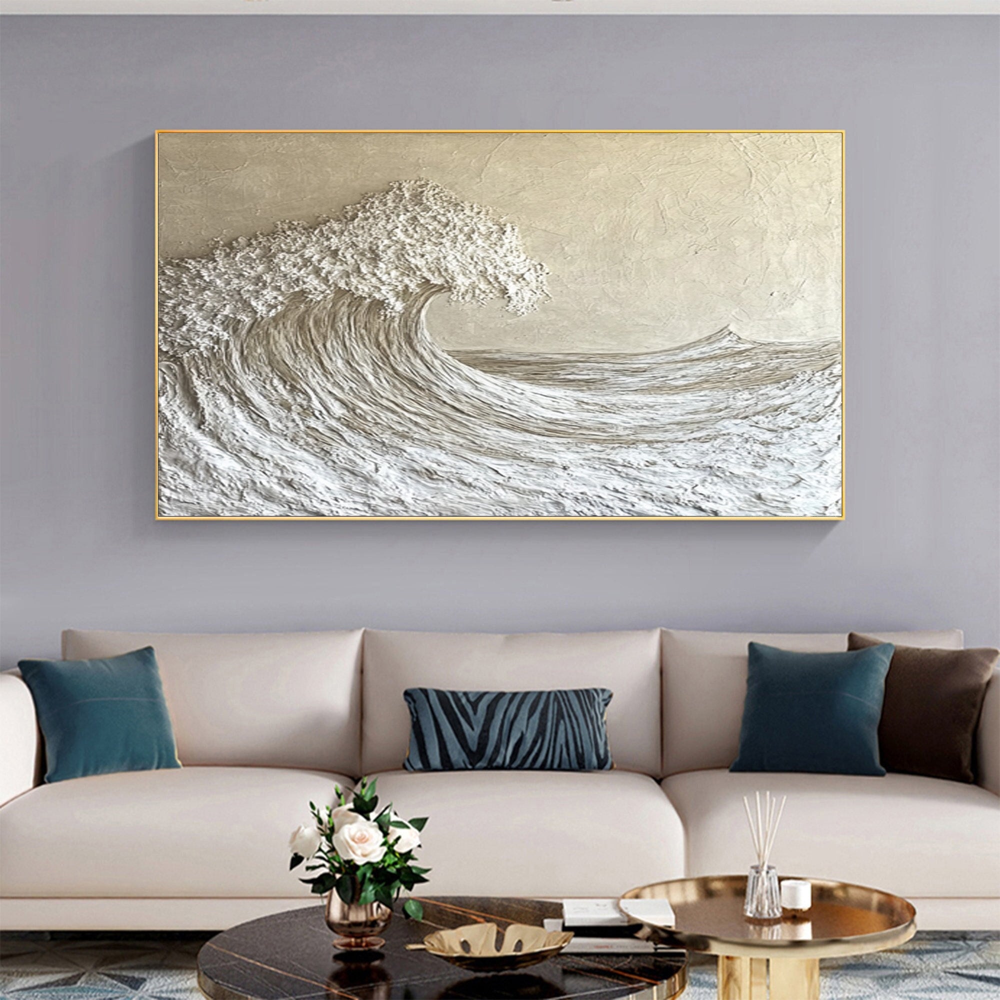 High-End 3D Wave Painting Luxury Wall Decor for Elegant Interiors #BBM 048