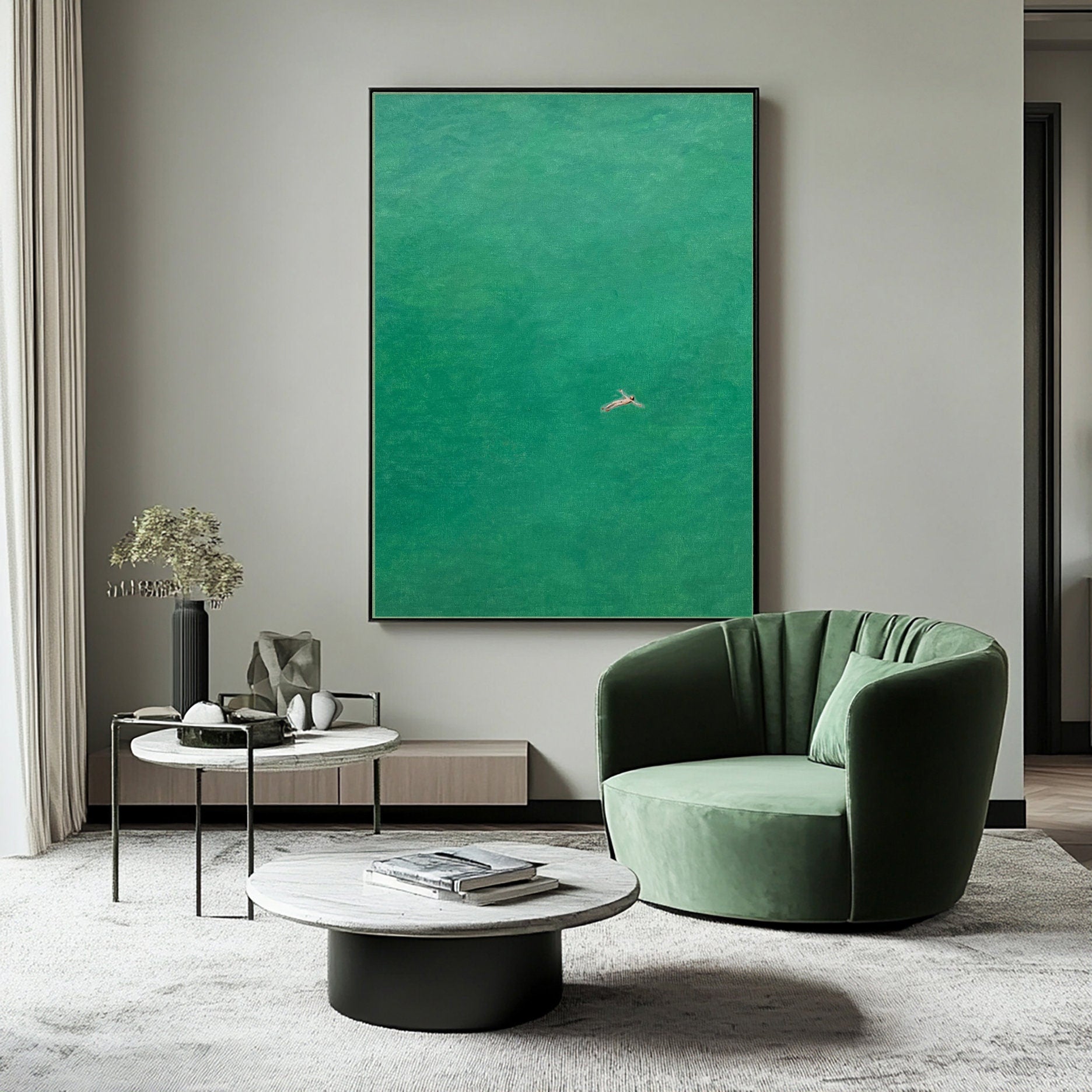 Subaqueous Grace: Contemporary Art of a Diver in Green Waters #BGA 372