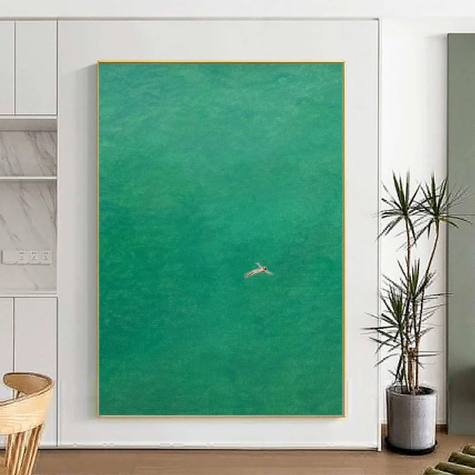 Subaqueous Grace: Contemporary Art of a Diver in Green Waters #BGA 372