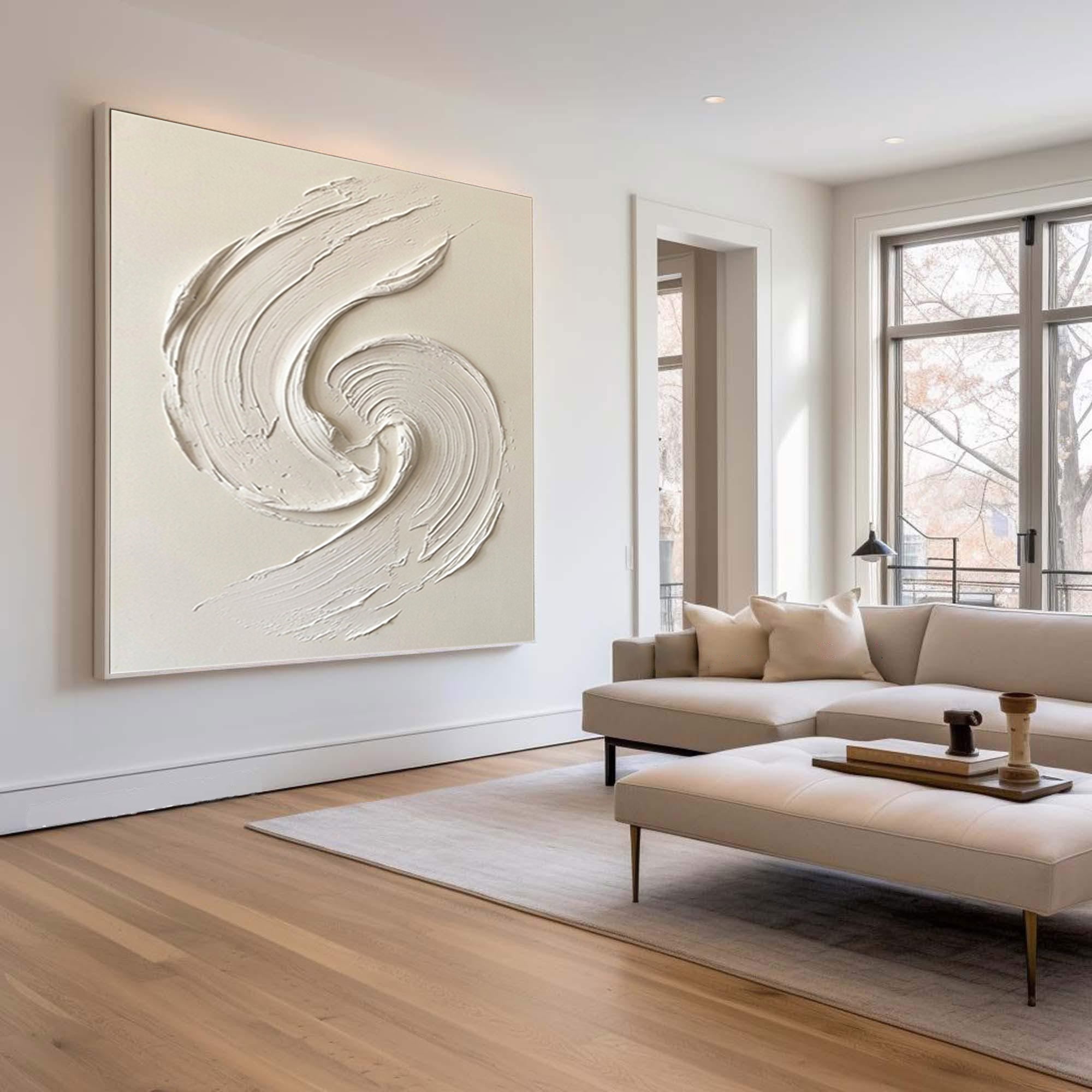 Large Textured Swirl Wall Art Hand Painted Minimalist Canvas