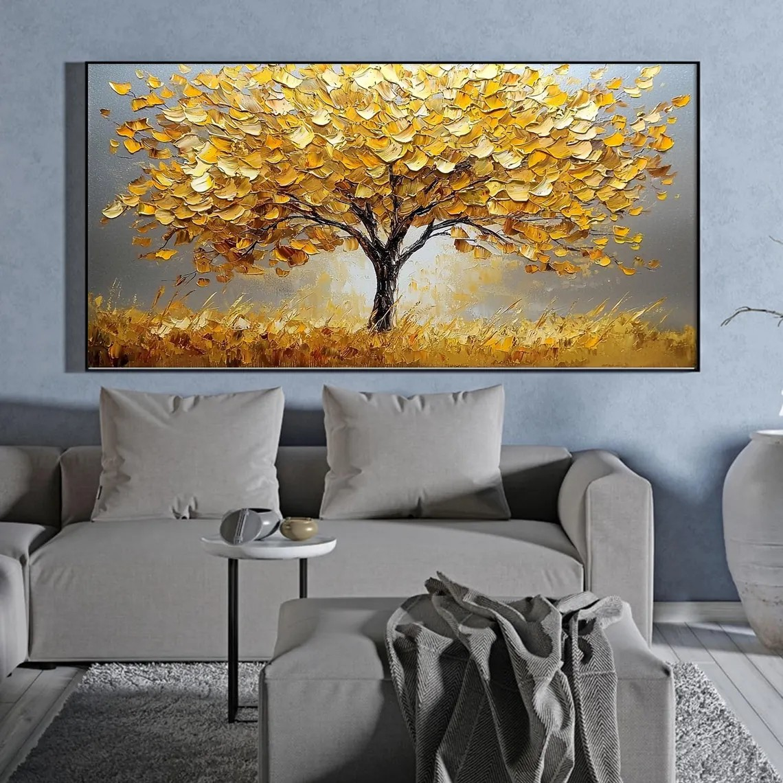 Abstract Golden Tree Canvas Wall Art #BGA 053