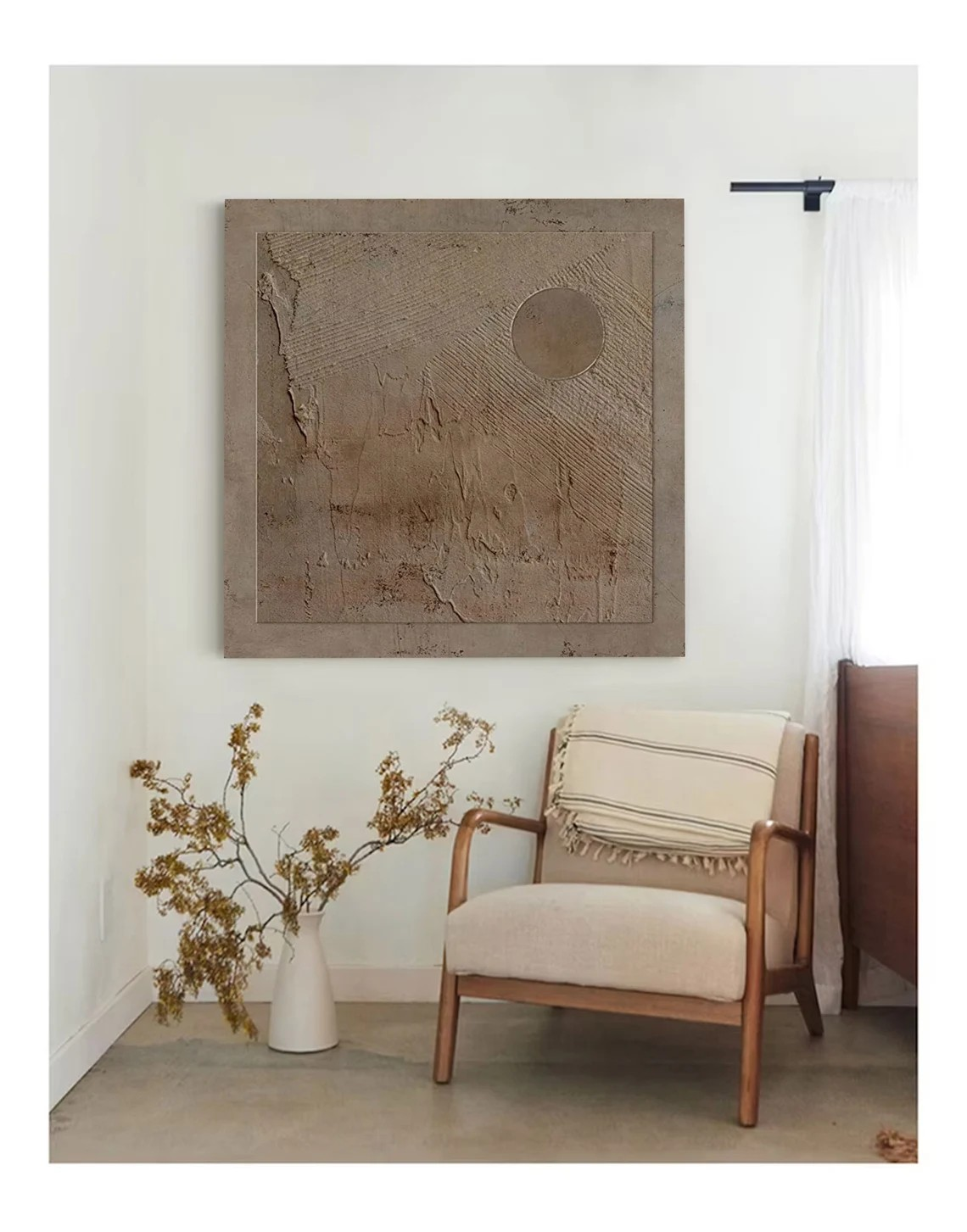 Japanese-Inspired Beige Abstract Wall Art #WSA 008