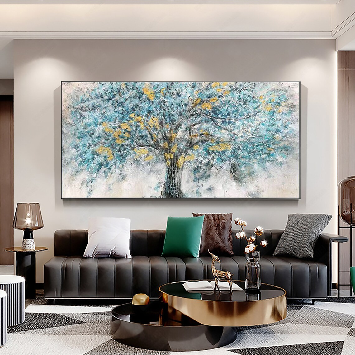 Abstract Tree Wall Art in Cool Blue Tones #BGA 050