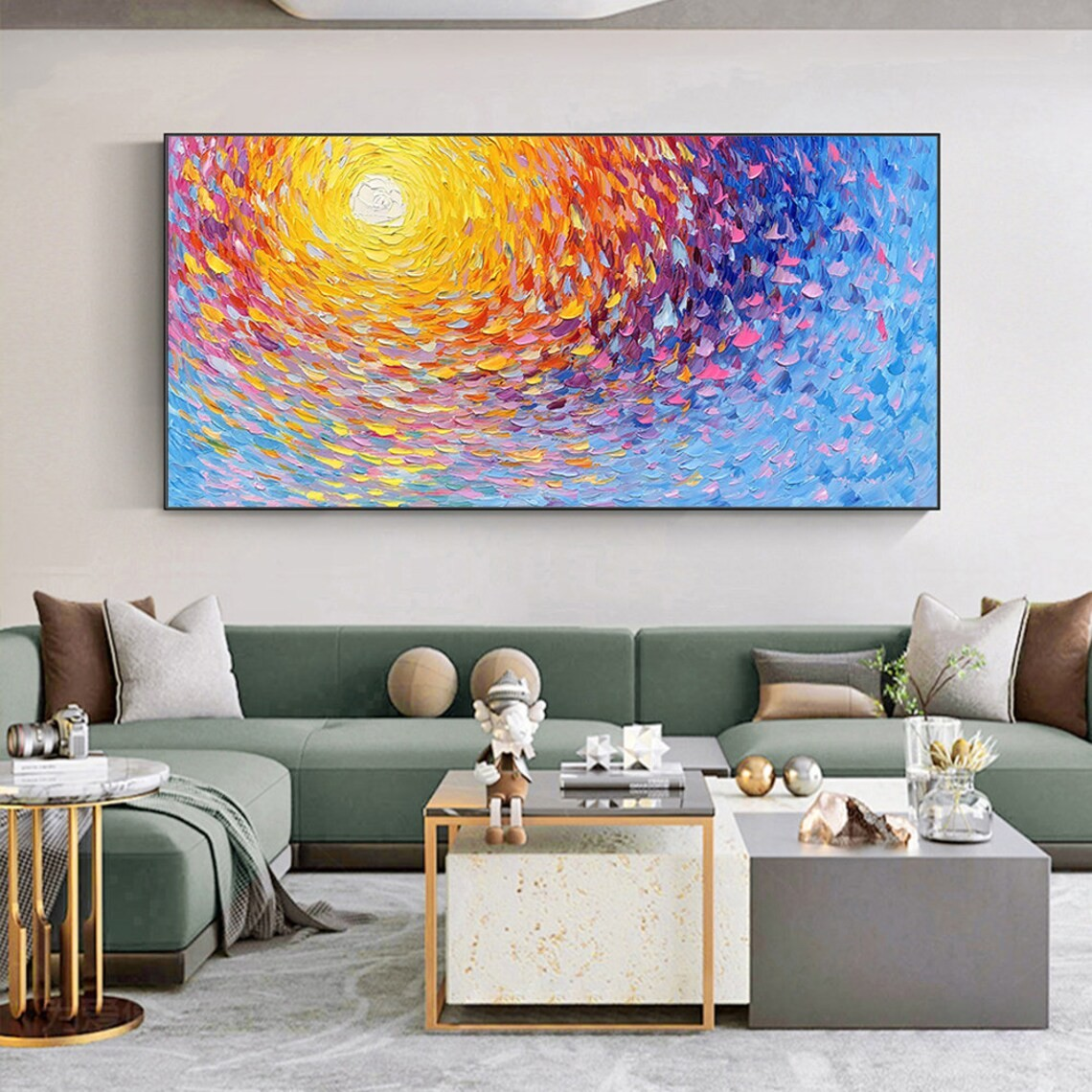 Dynamic Swirl Abstract Wall Art with Vibrant Colors  #BGA 045