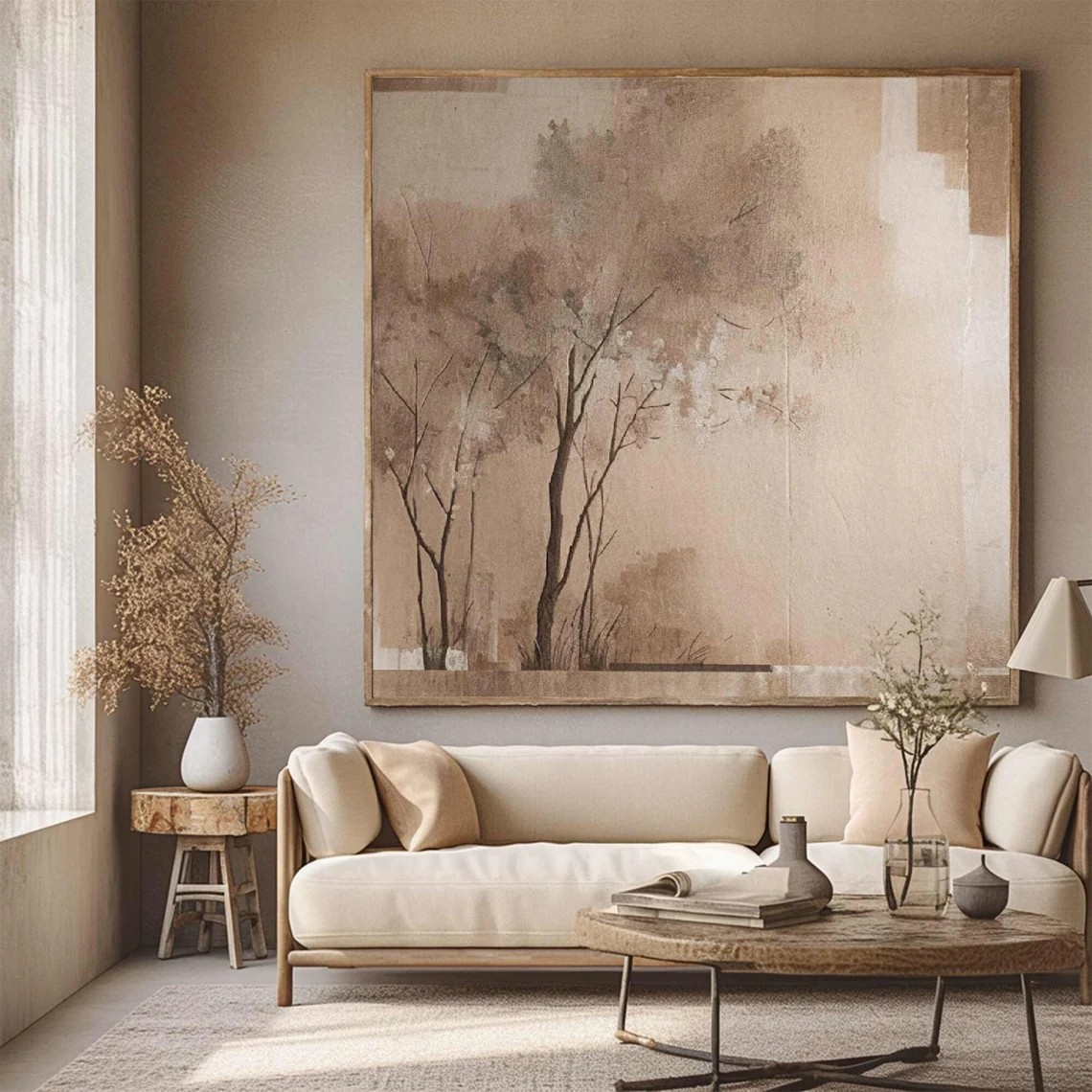 Elegant Light Brown Tree Abstract Art #WSA 004