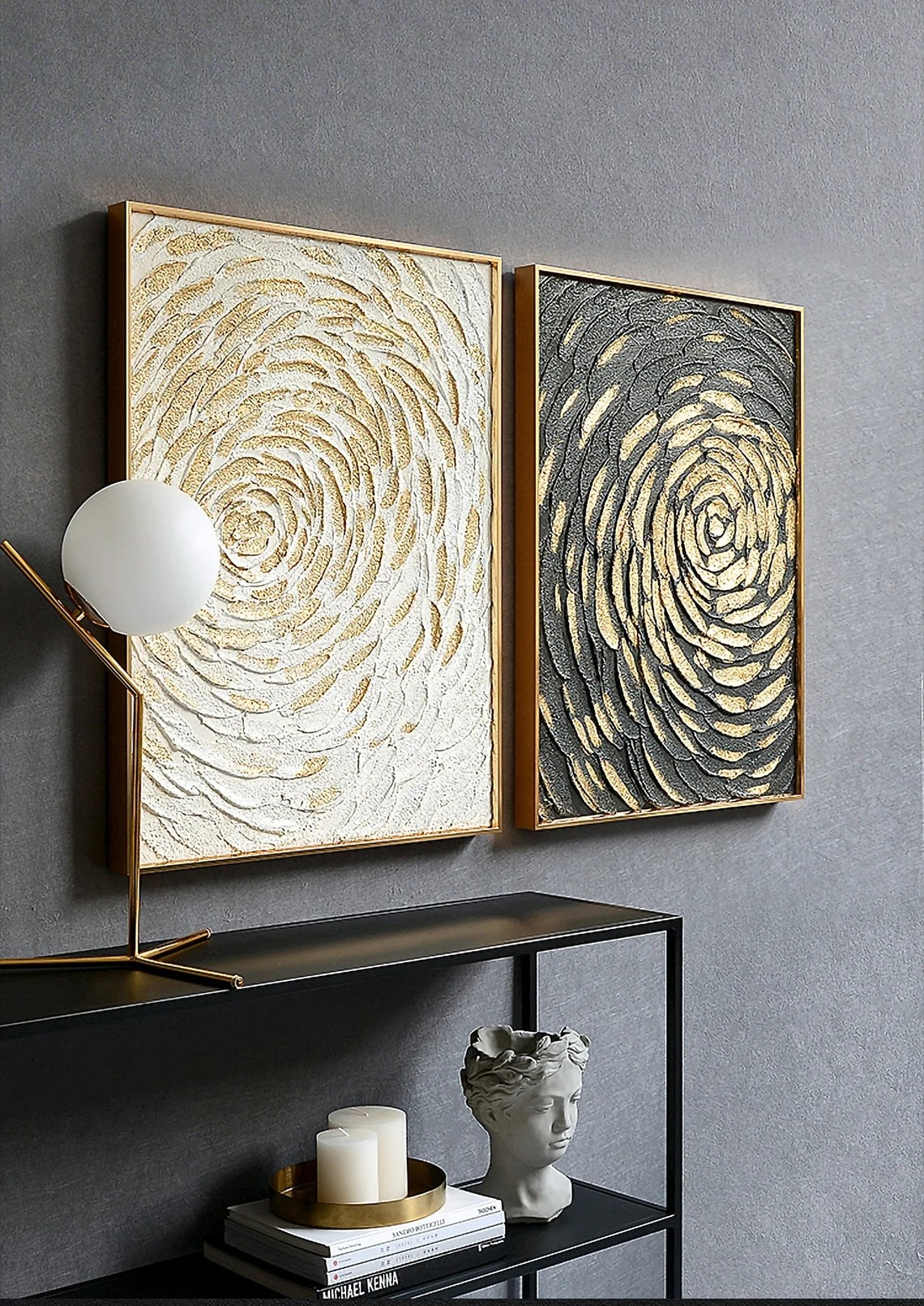 Abstract Spiral Gold and Black Wall Art #BGA 037