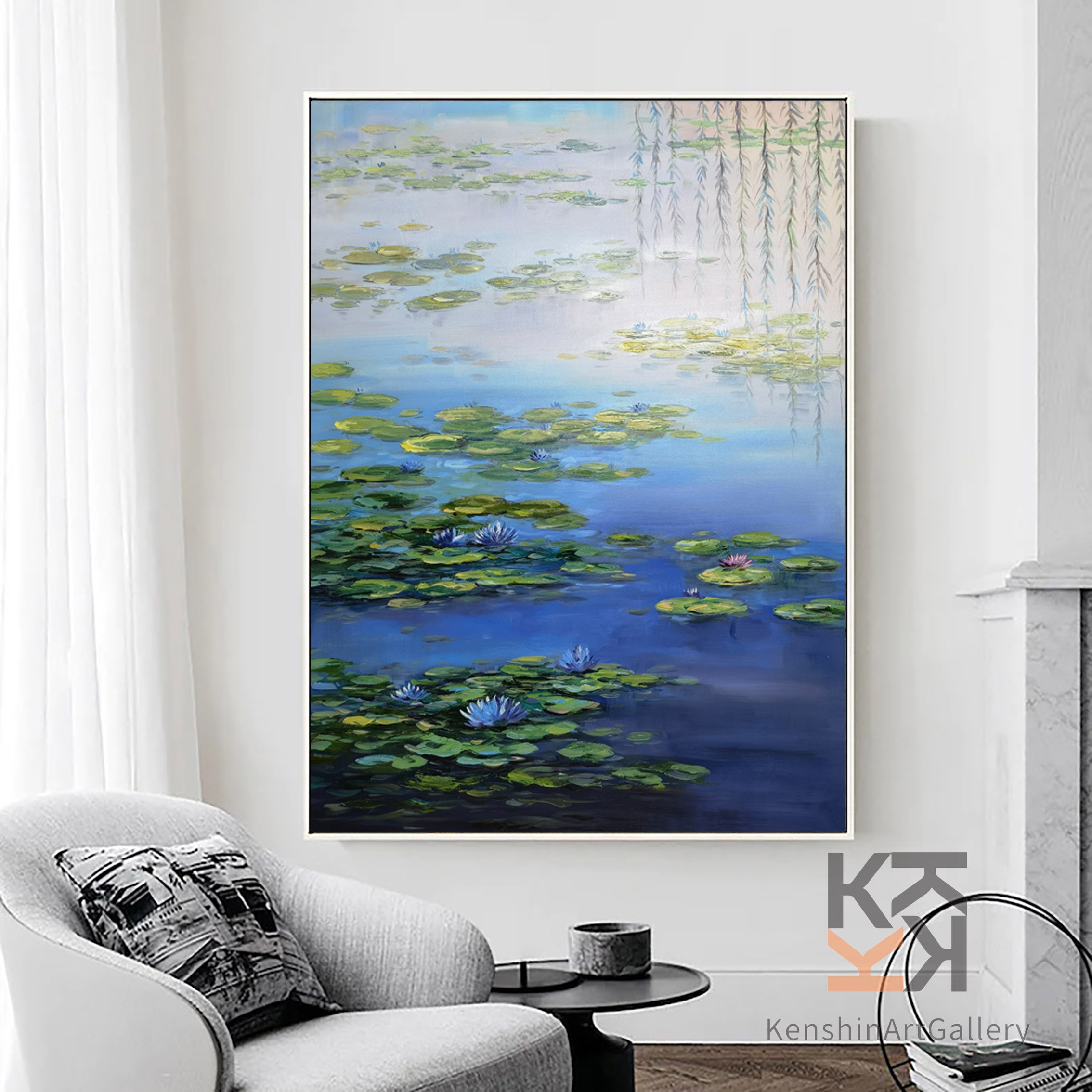 Water Lilies in Bloom Inspired by Monet, Impressionism Canvas #BGA 060