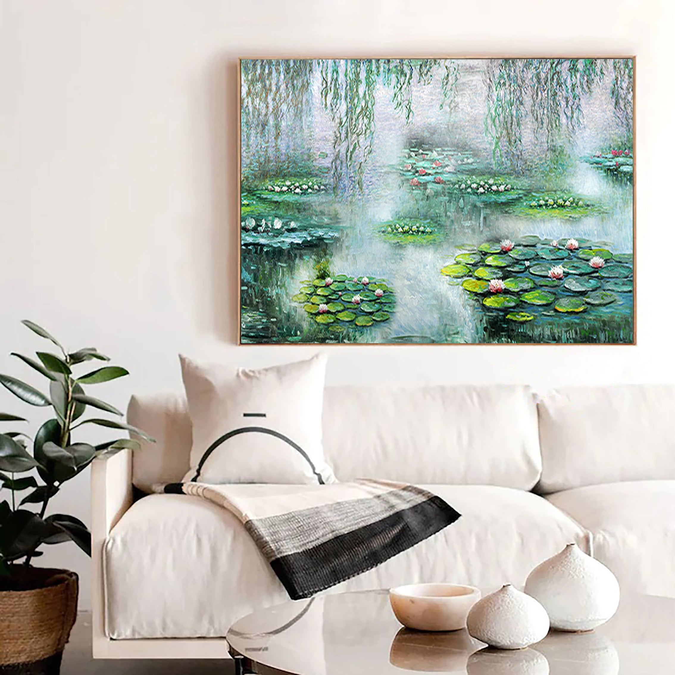 Tranquil Pond with Water Lilies, Impressionistic Wall Art #BGA 061