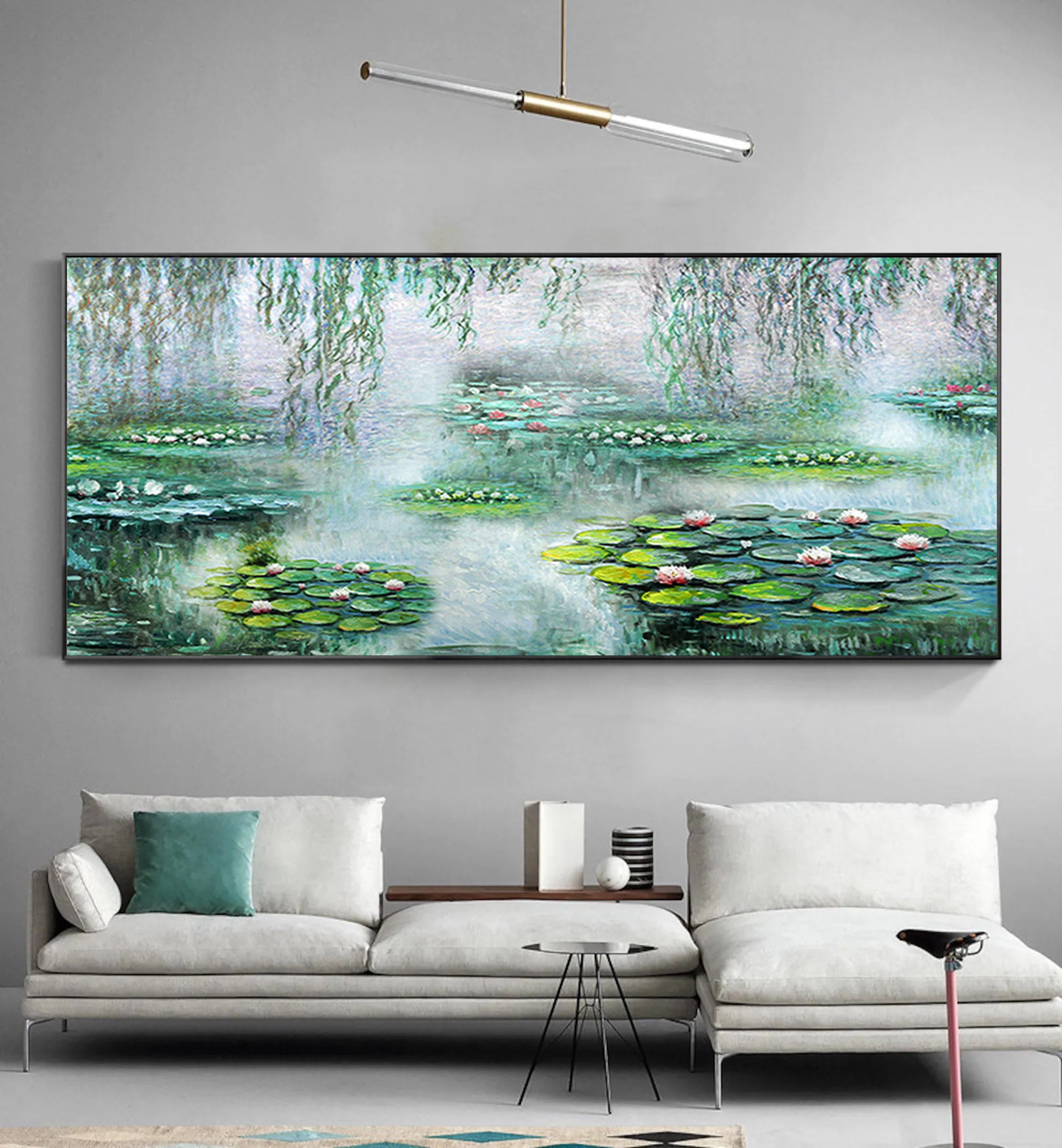 Tranquil Pond with Water Lilies, Impressionistic Wall Art #BGA 061