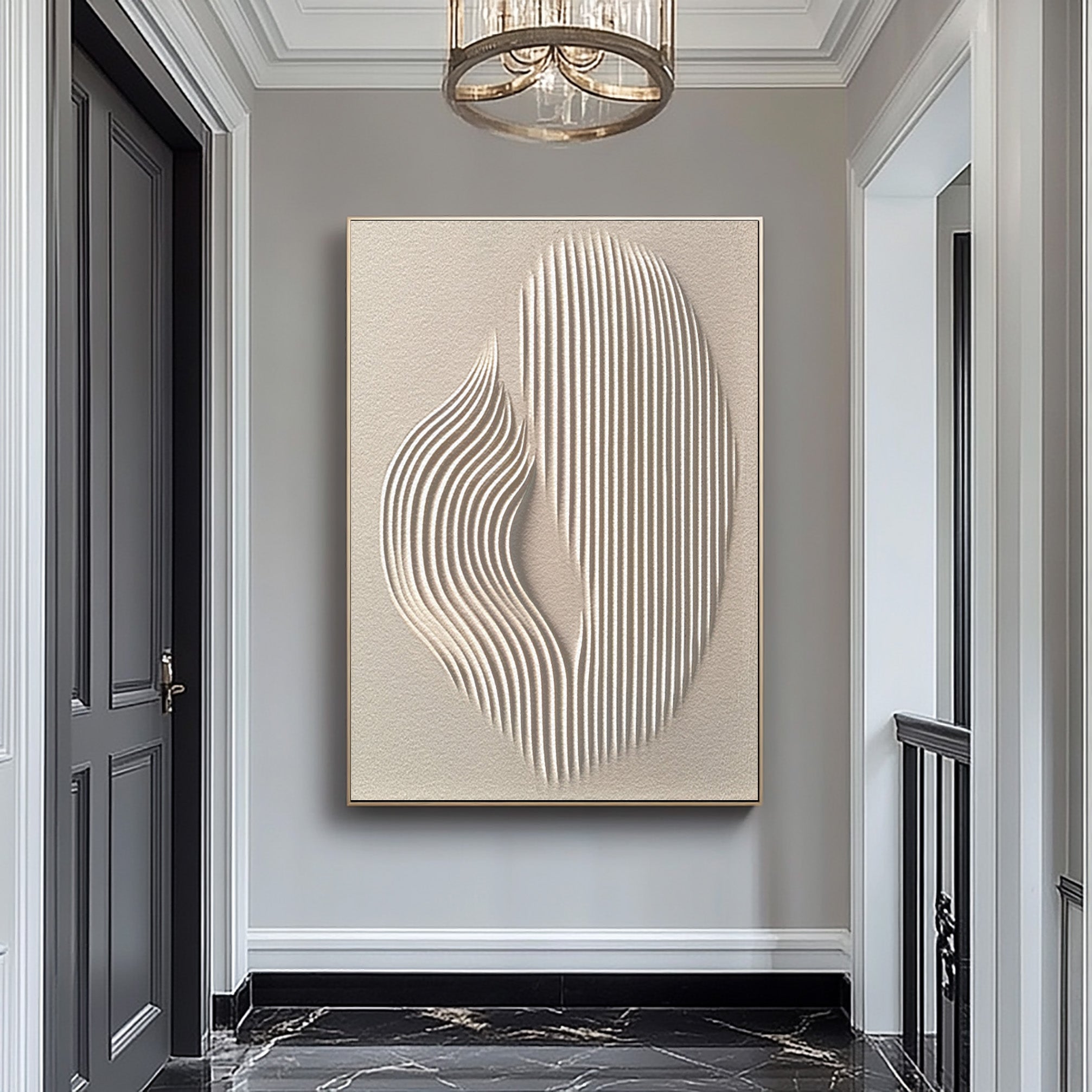 Sleek Modern Minimalist Wall Art - White Abstract Artwork #BBS 033