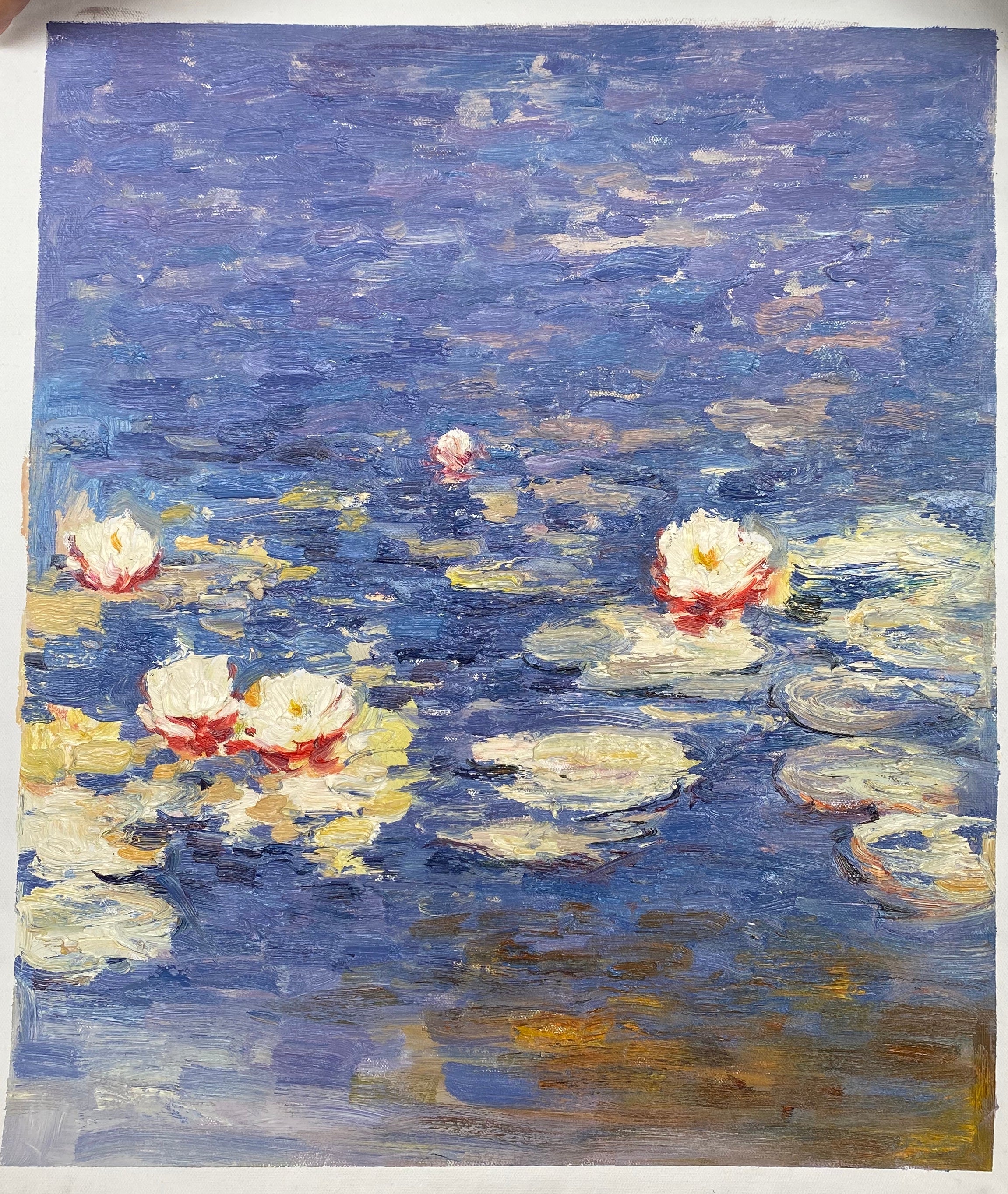 Water Lilies in Tranquil Blue, Inspired by Monet #BGA 063