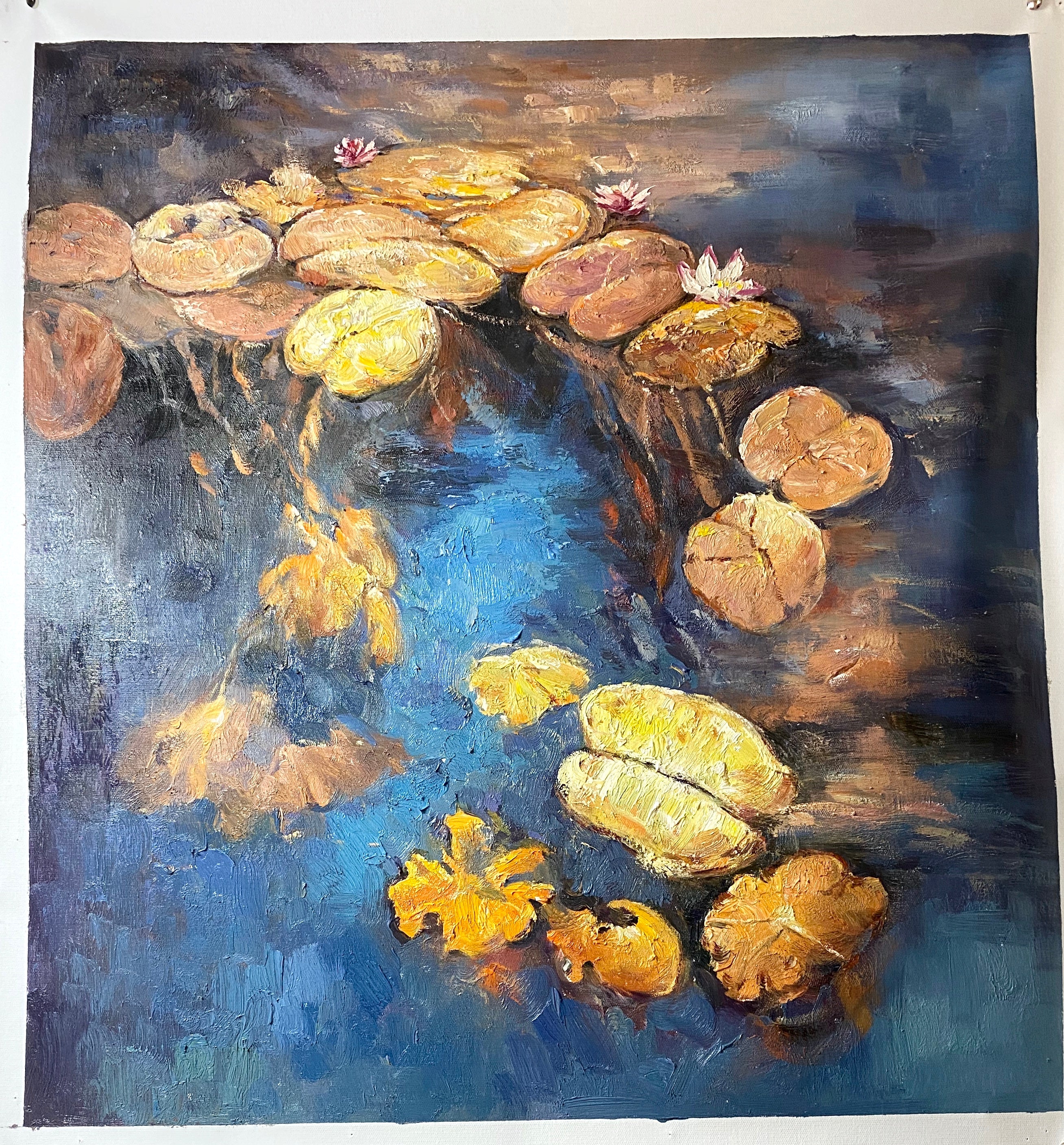 Sunlit Lily Pads, Inspired by Monet, Contemporary Art #BGA 066