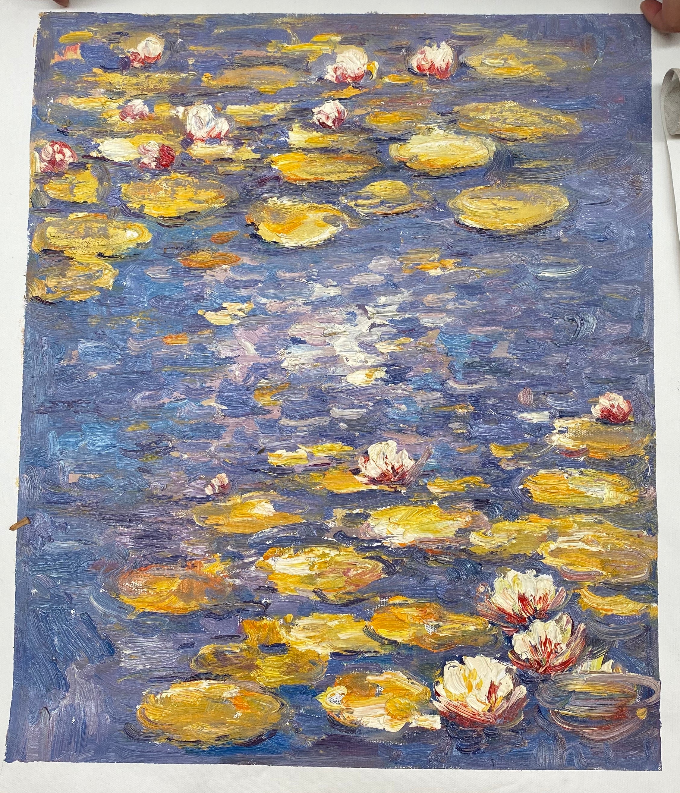 Tranquil Pond with Yellow and White Water Lilies Wall Art #BGA 069