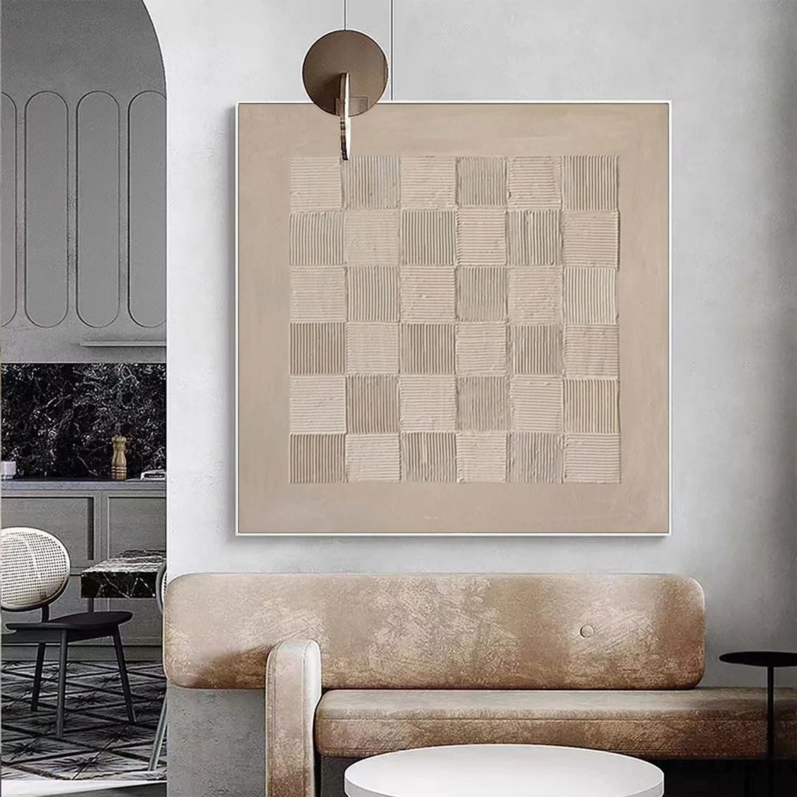 Neutral Tone Grid Wabi Sabi Wall Art#WSA 012